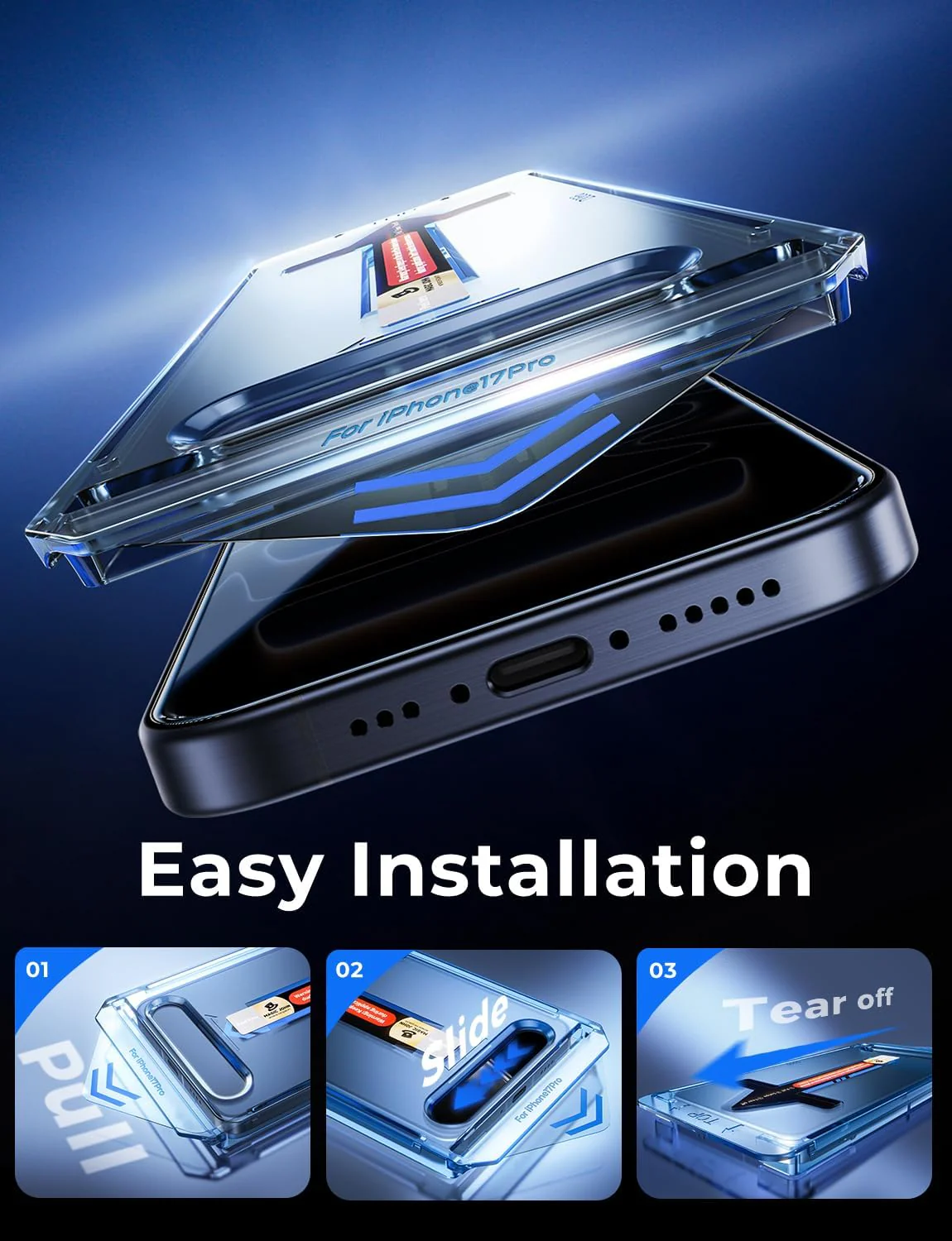 MAGIC JOHN Tempered Glass Screen Protector for iPhone 17 Pro, Black Size NEW - Image 4