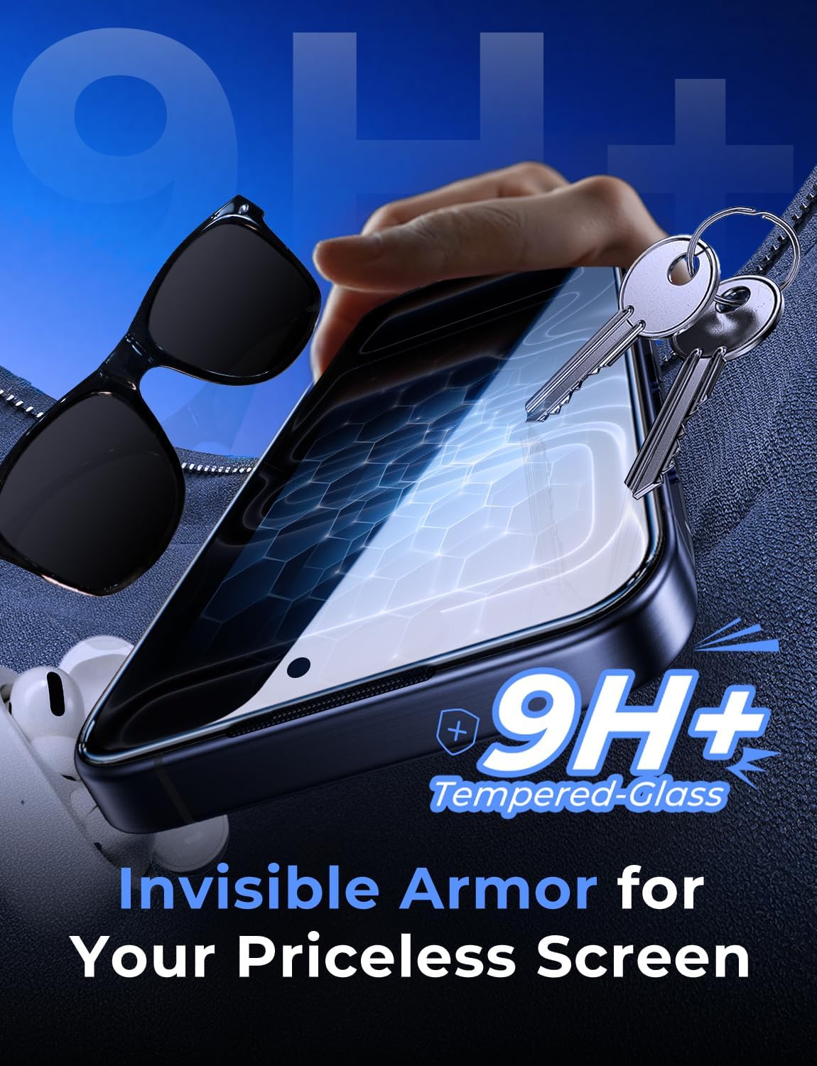 MAGIC JOHN Tempered Glass Screen Protector for iPhone 17 Pro, Black Size NEW - Image 5
