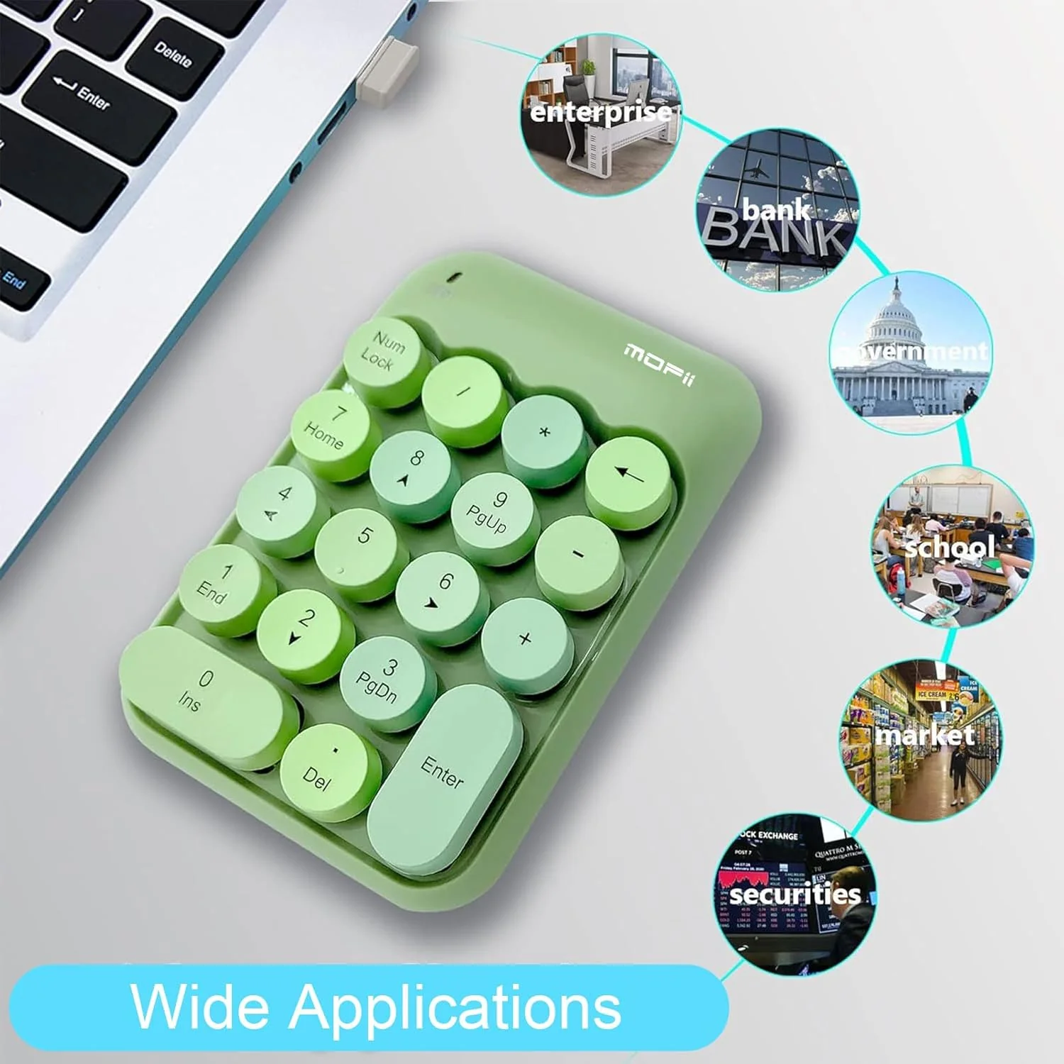 MOFii 18-Key Keyboards Wireless Numeric Keypad Green Portable Keyboard for DEMO - Image 2
