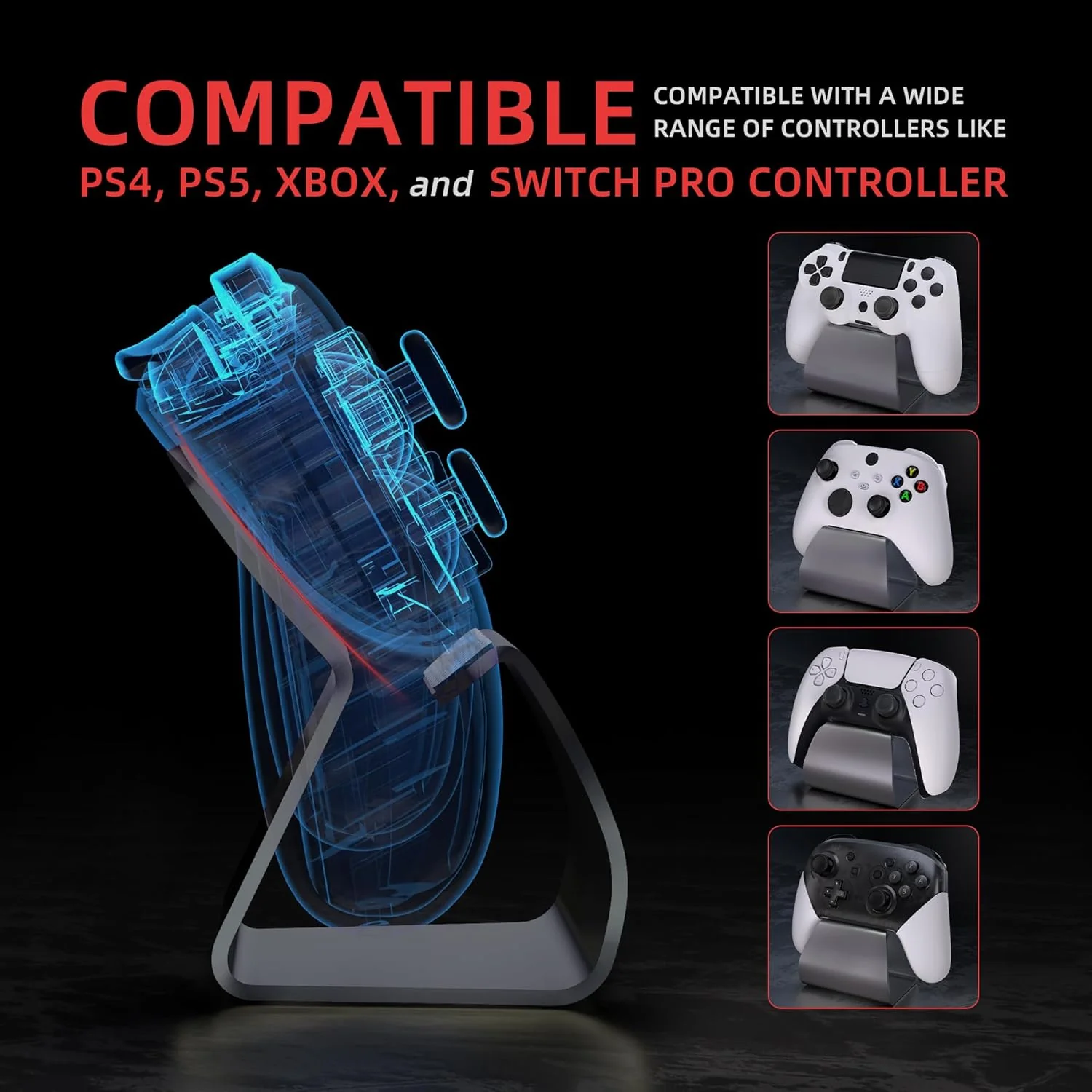 PlayVital Gray Gaming Accessories Desktop Controller Stand for PC, Xbox, PS4 NEW - Image 3