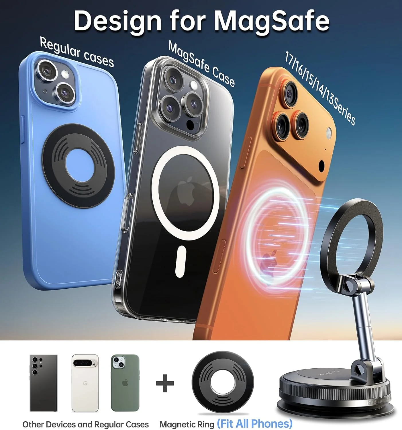 Magnetic Car Car Accessories Phone Holder Mount with Vacuum Suction, Carbon NEW - Image 9