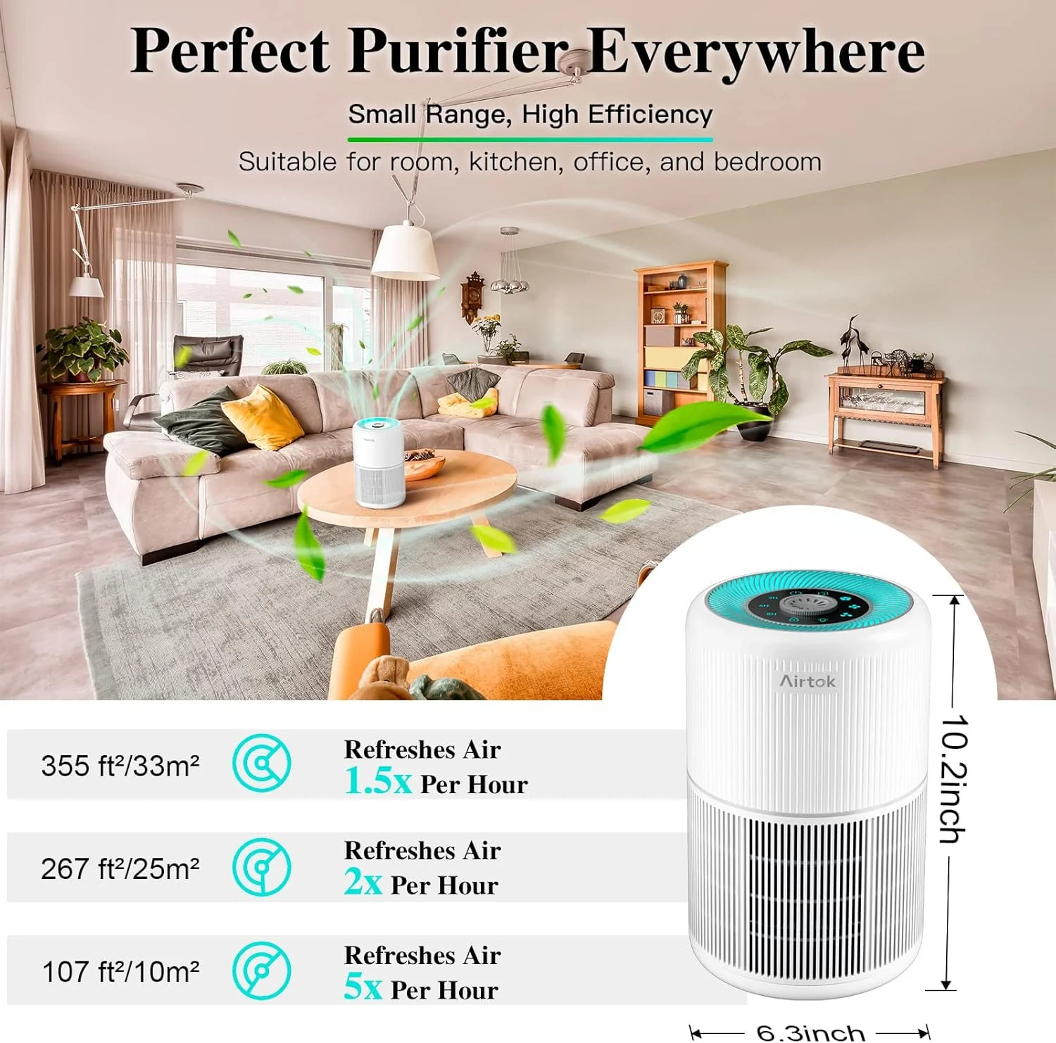 AIRTOK 4-in-1 Air Purifiers HEPA Air Purifier for Home Bedroom Quiet NEW - Image 7