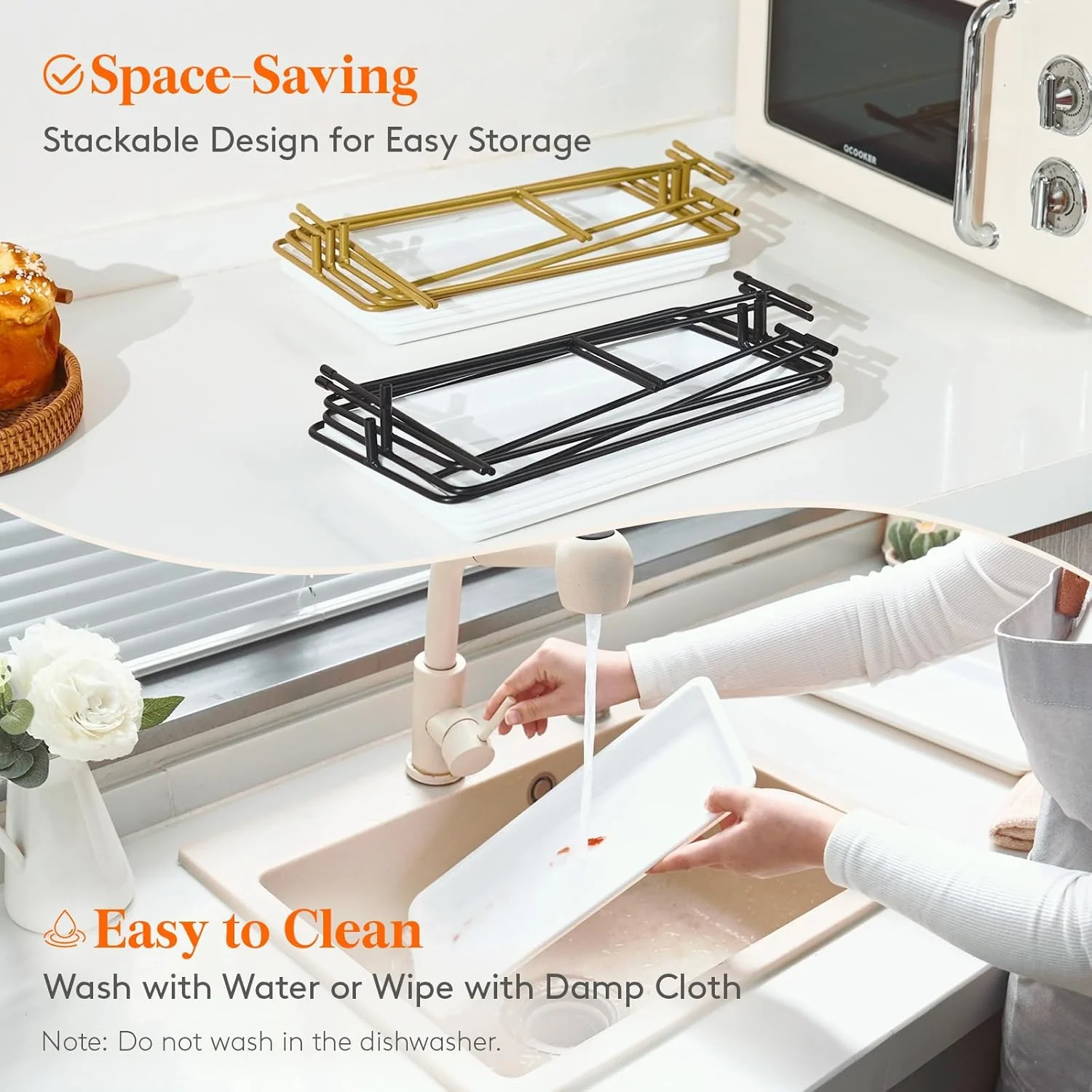 Lifewit 3-Tier Plastic Serving Tray for Party Entertaining Home Decor White NEW - Image 7