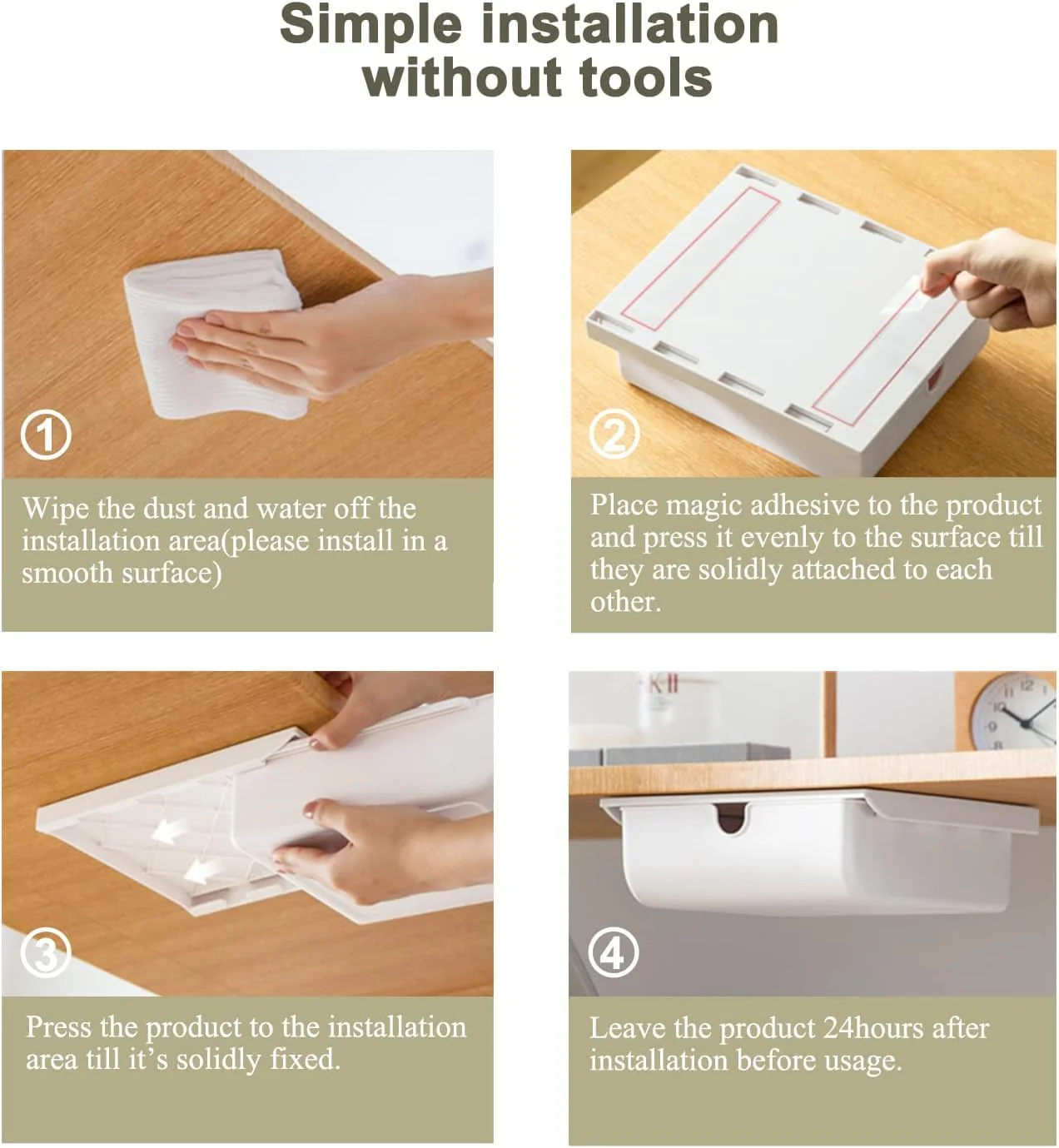 Slide-Out Desk Drawers Drawer Organizer for Home Office Storage, White Tray NEW - Image 3