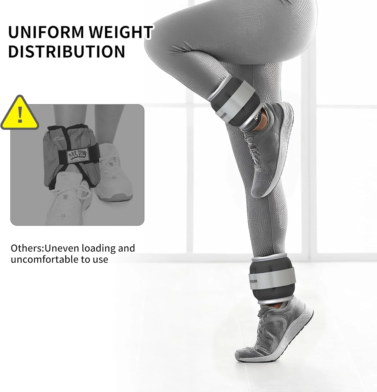 PROIRON Reflective Wrist & Ankle Weights, 2 x 2kg, Black - Adjustable DEMO - Image 4