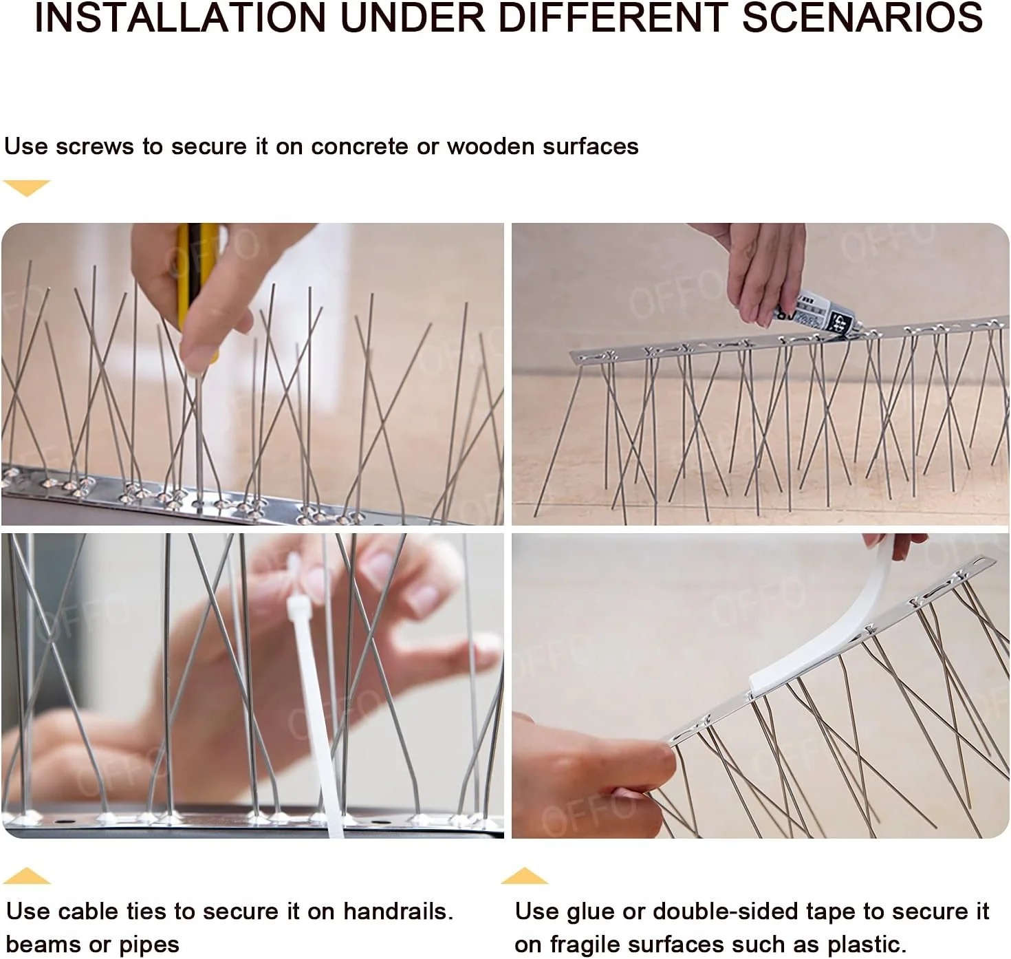 OFFO Stainless Steel Bird Deterrent Spikes for Backyard Wildlife Protection NEW - Image 6