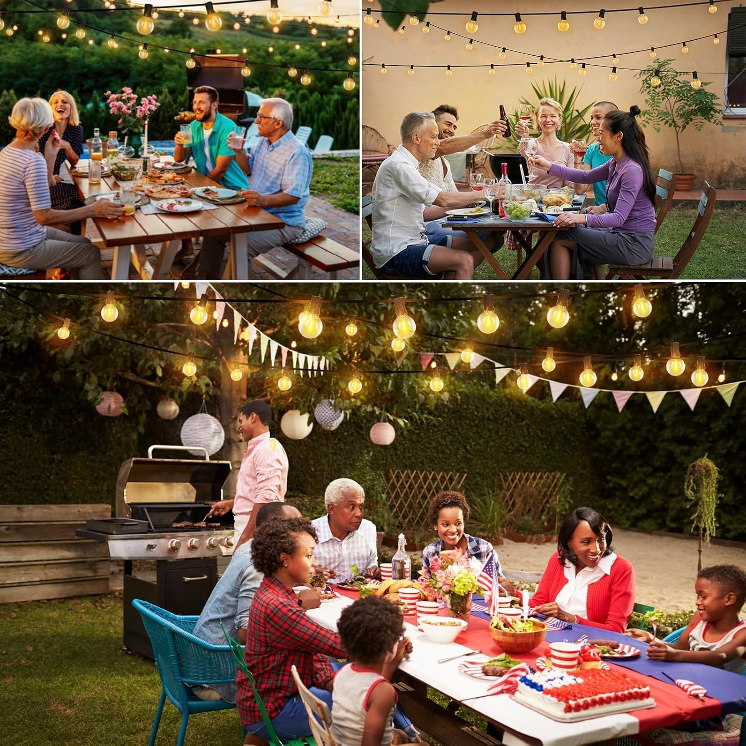 Roshin Outdoor String Lights Extensible 50+2 G4 Warm Festoon Patio 2x15m NEW - Image 6