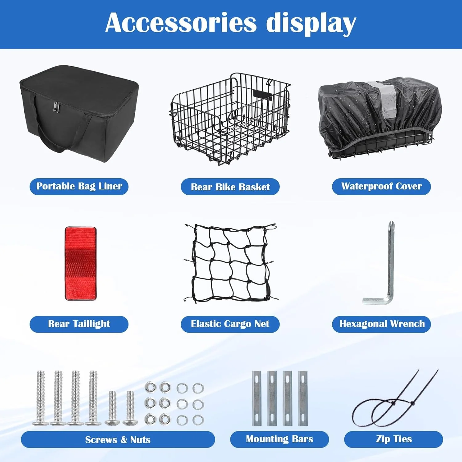 Foldable Bike Basket with Detachable Waterproof Cover, Black Bicycle Size - NEW - Image 5