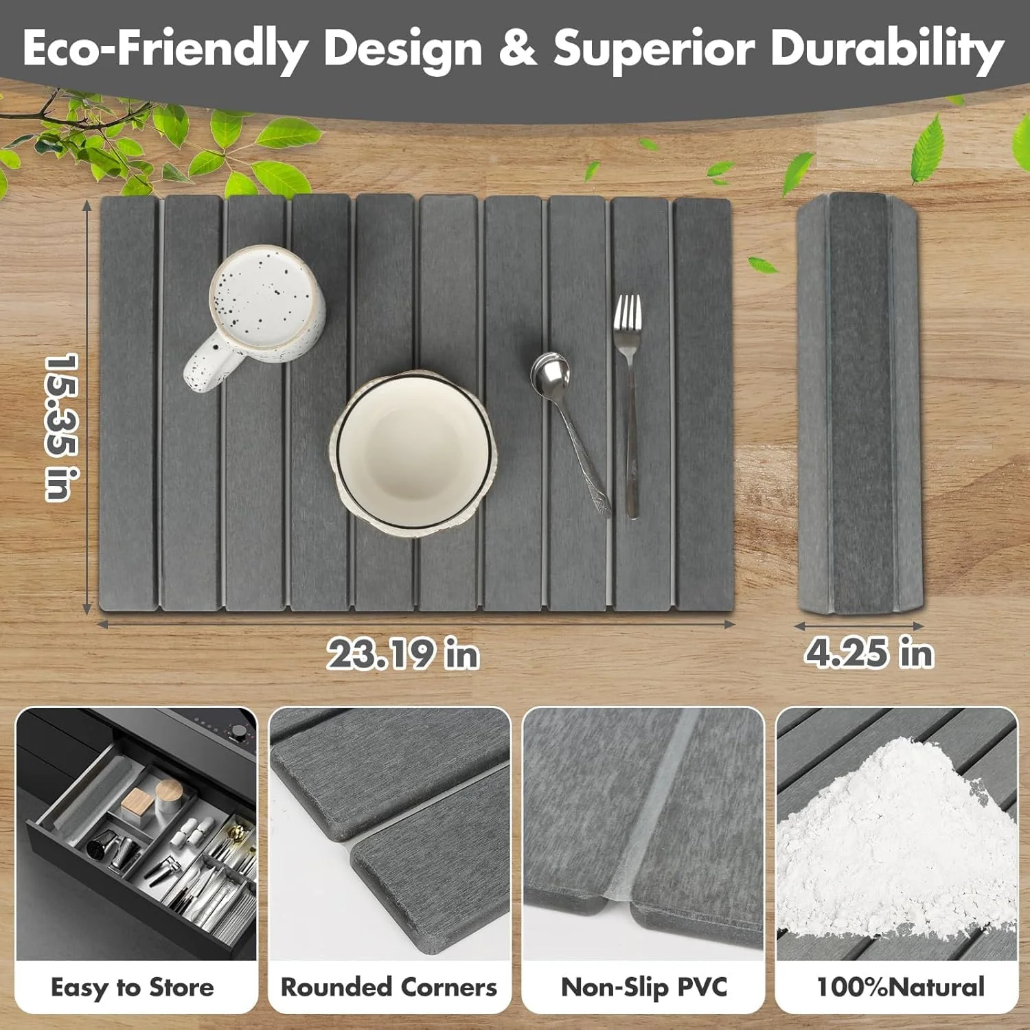 High Quality Dark Gray Dish Drying Mat Heat Resistant Kitchen Pad 60 x 40 cm NEW - Image 3