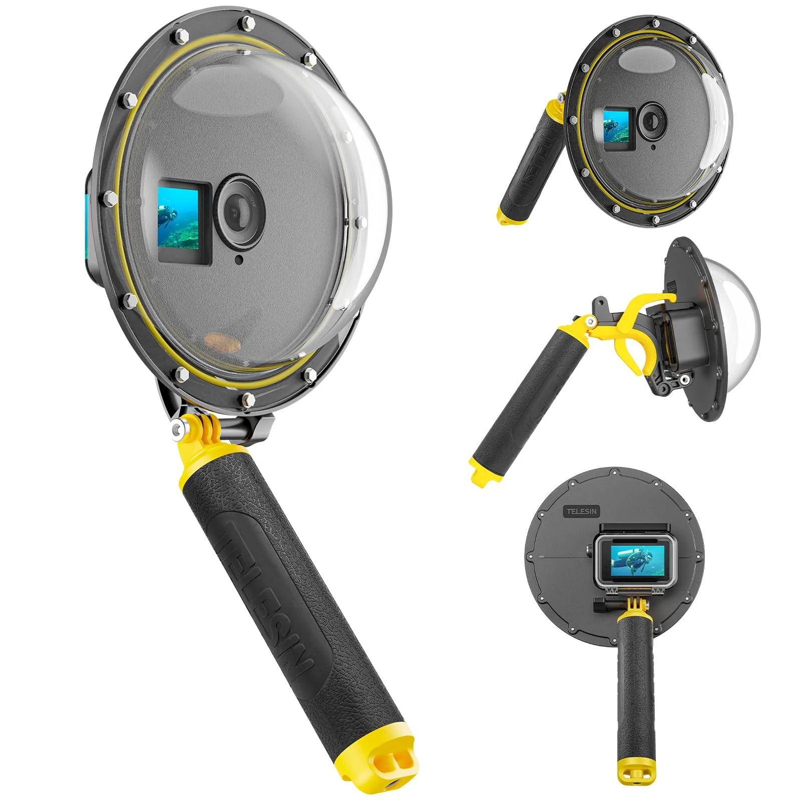 TELESIN Yellow Dome Port for DJI Action 5 Pro OSMO 3 4 Camera Accessories NEW