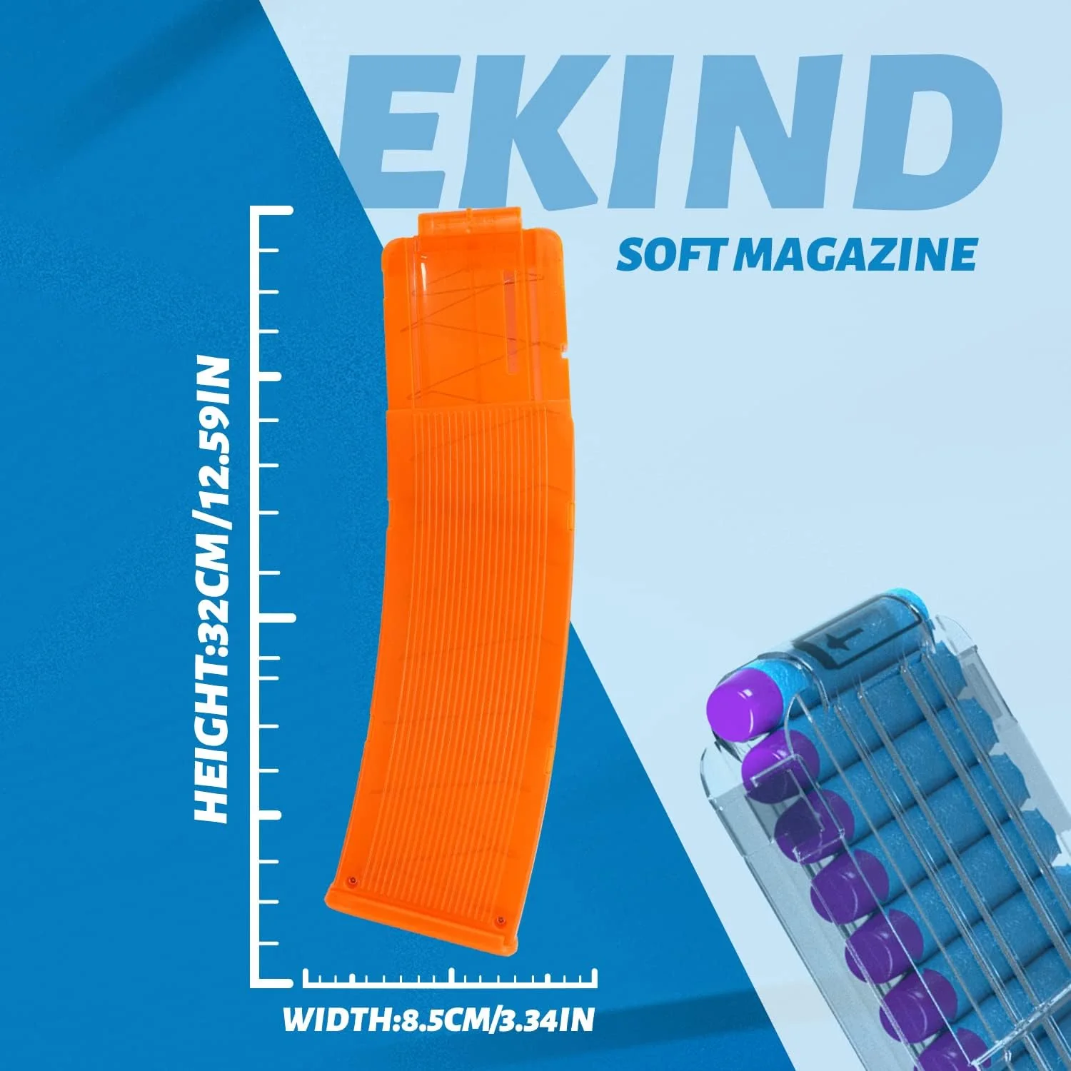 EKIND 22-Dart Banana Curved Clips for Nerf Elite Foam Ammunition Orange NEW - Image 2