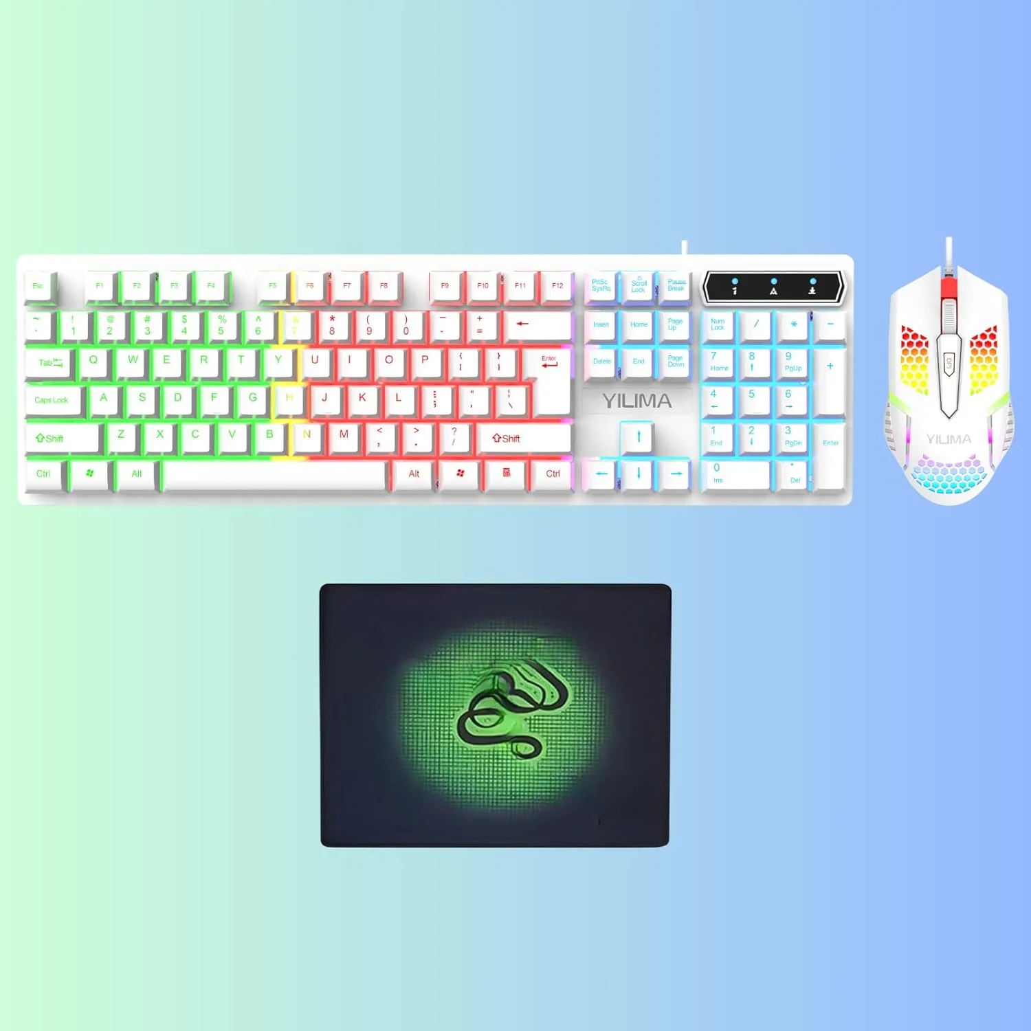 YILIMA Ergonomic RGB Backlit Wired Gaming Keyboard and Mouse Combo Set NEW - Image 5