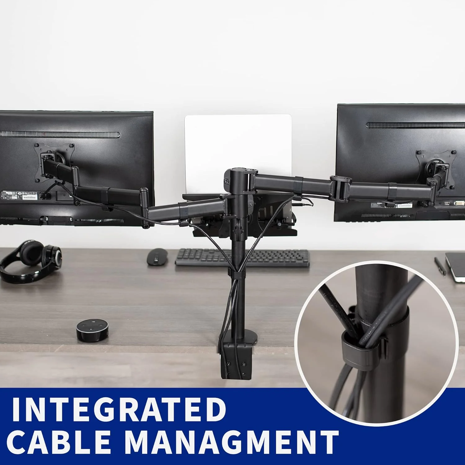 VIVO Dual Monitor + Laptop Mount for 13-27 Inch Screens - Black Arm Stand DEMO - Image 8