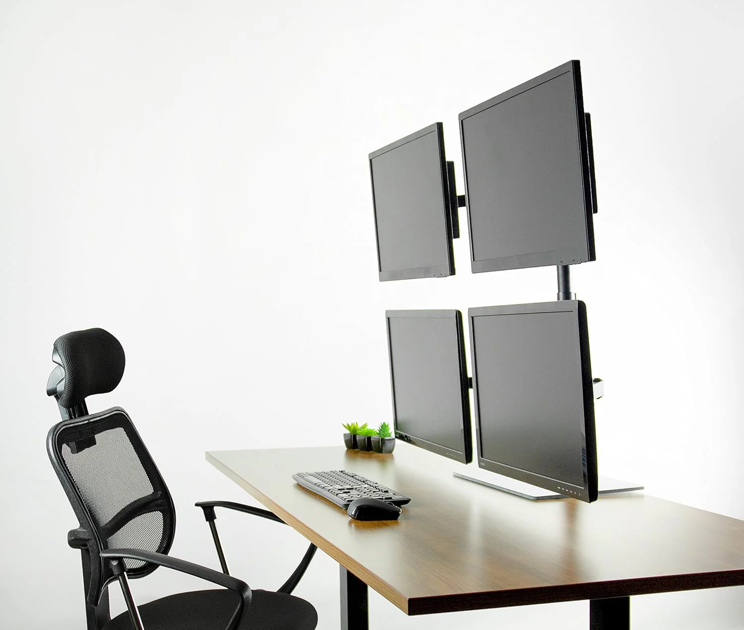VIVO Adjustable Quad Monitor Desk Stand Mount Heavy Duty Glass Free Standing NEW - Image 4