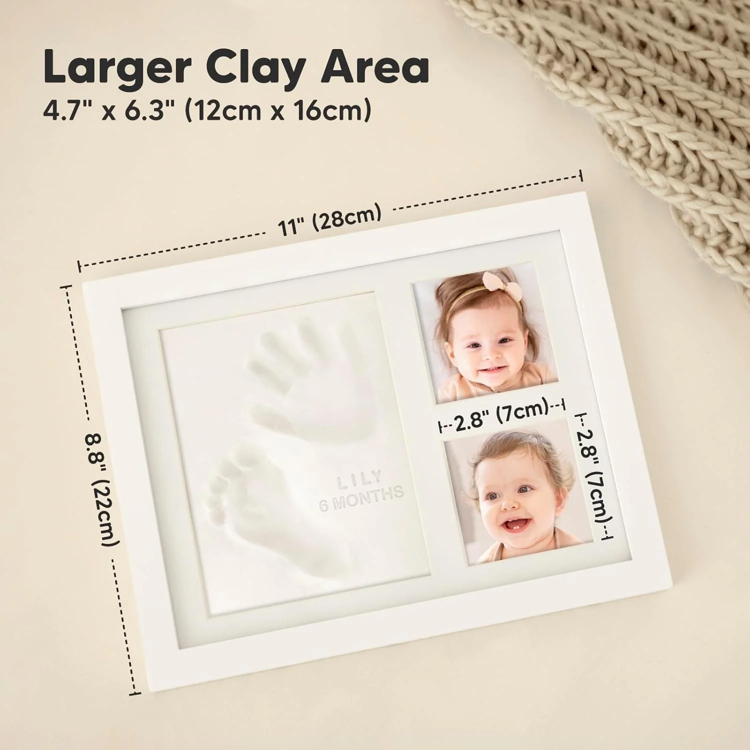 KeaBabies Handprint and Footprint Keepsake Frame Alpine White Size 28x22cm NEW - Image 4