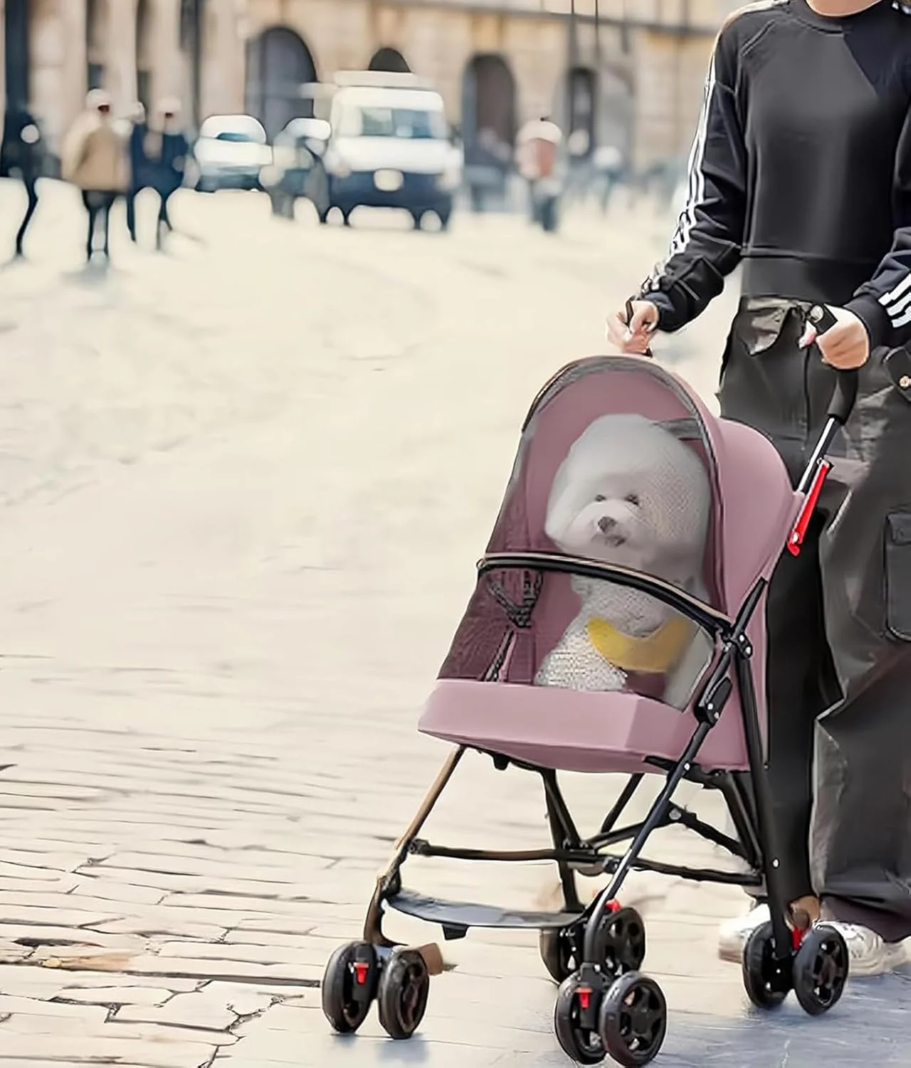 Foldable 4-Wheel Pet Strollers Pet Stroller for Dogs & Cats - Gray NEW - Image 2
