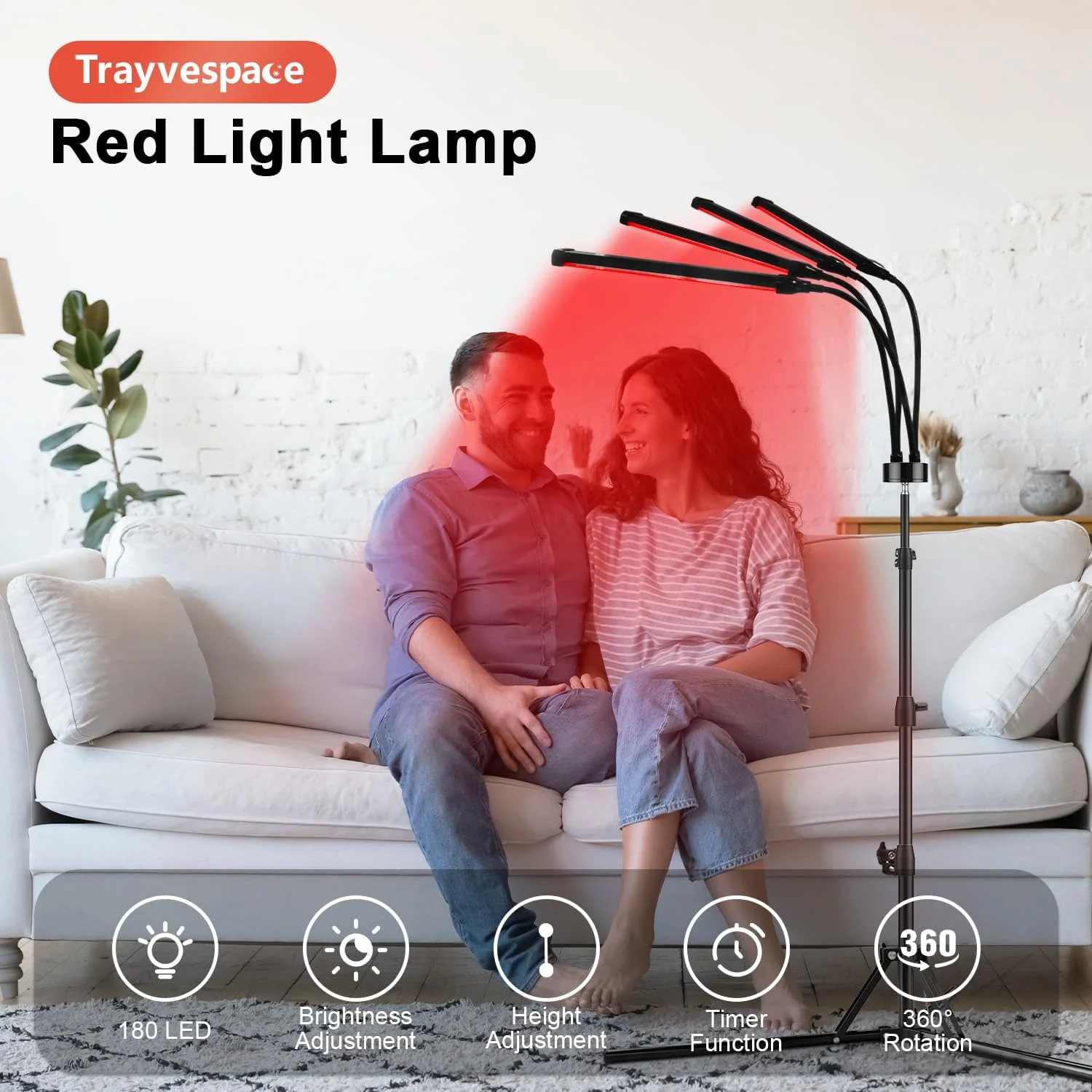 660nm Red & 850nm Infrared Light Therapy Lamp for Pain Relief in Black DEMO - Image 2