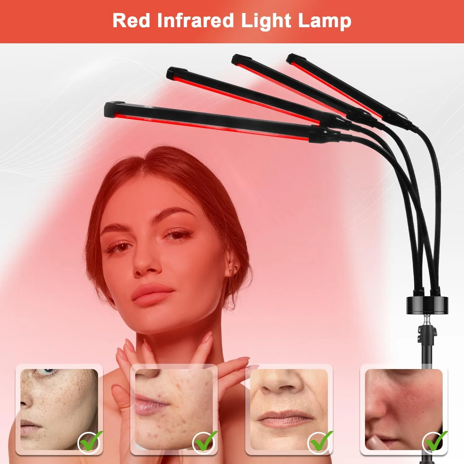 660nm Red & 850nm Infrared Light Therapy Lamp for Pain Relief in Black DEMO - Image 3
