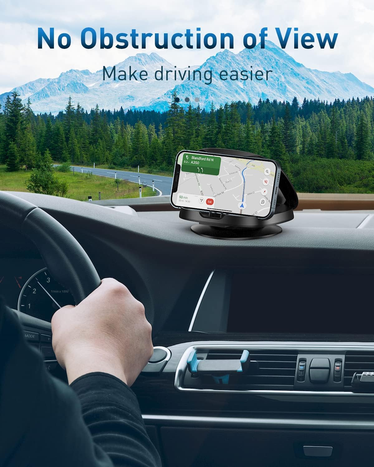Sleek 360° Rotatable Classic Black Car Dash-Mounted Phone Holder for NEW - Image 6