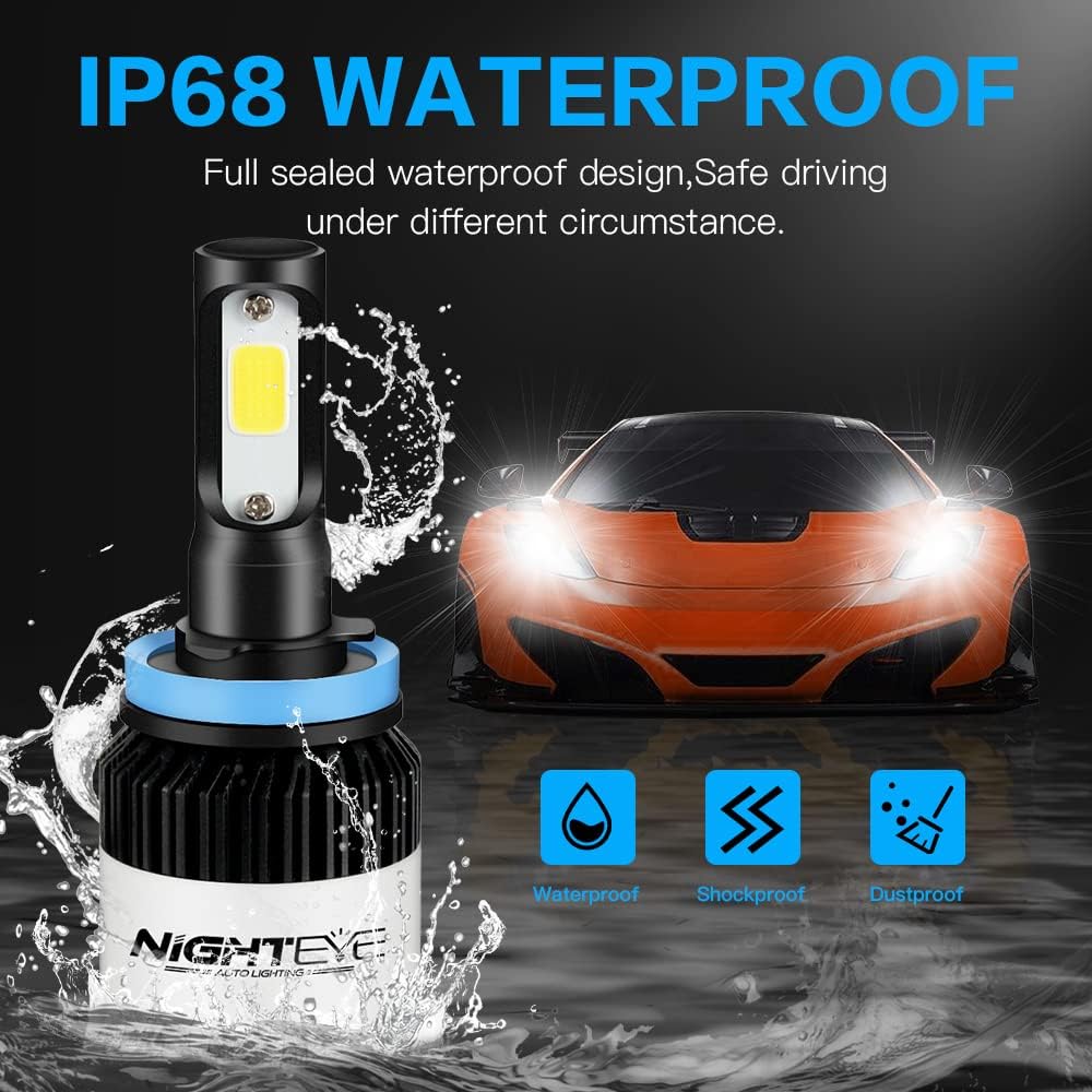 NIGHTEYE H11 LED Headlight Bulbs - 200% Brighter 9000LM 72W Cool White NEW - Image 3