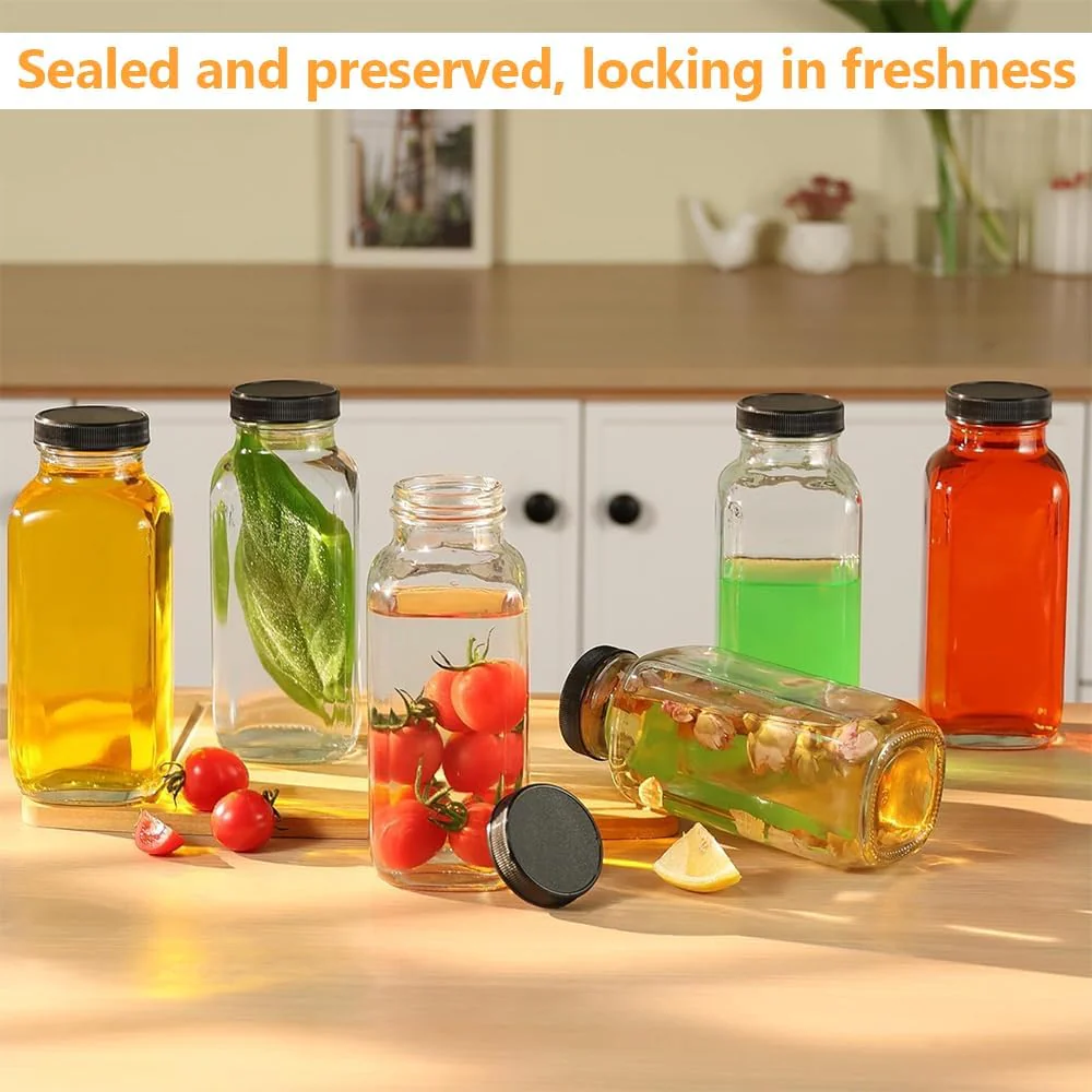 16oz Reusable Glass Drinking Jars with Airtight Plastic Lids Size 6.8 x NEW - Image 5
