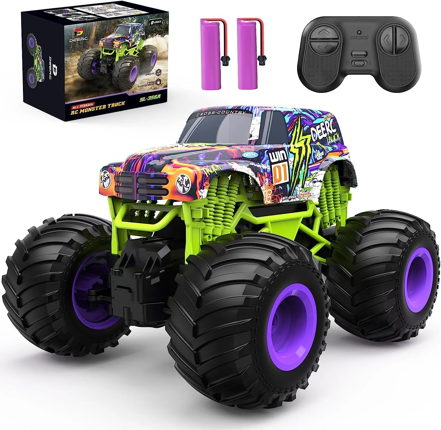 DEERC 1:16 Trucks Scale RC Monster Truck Toy All Terrain Remote Control DEMO