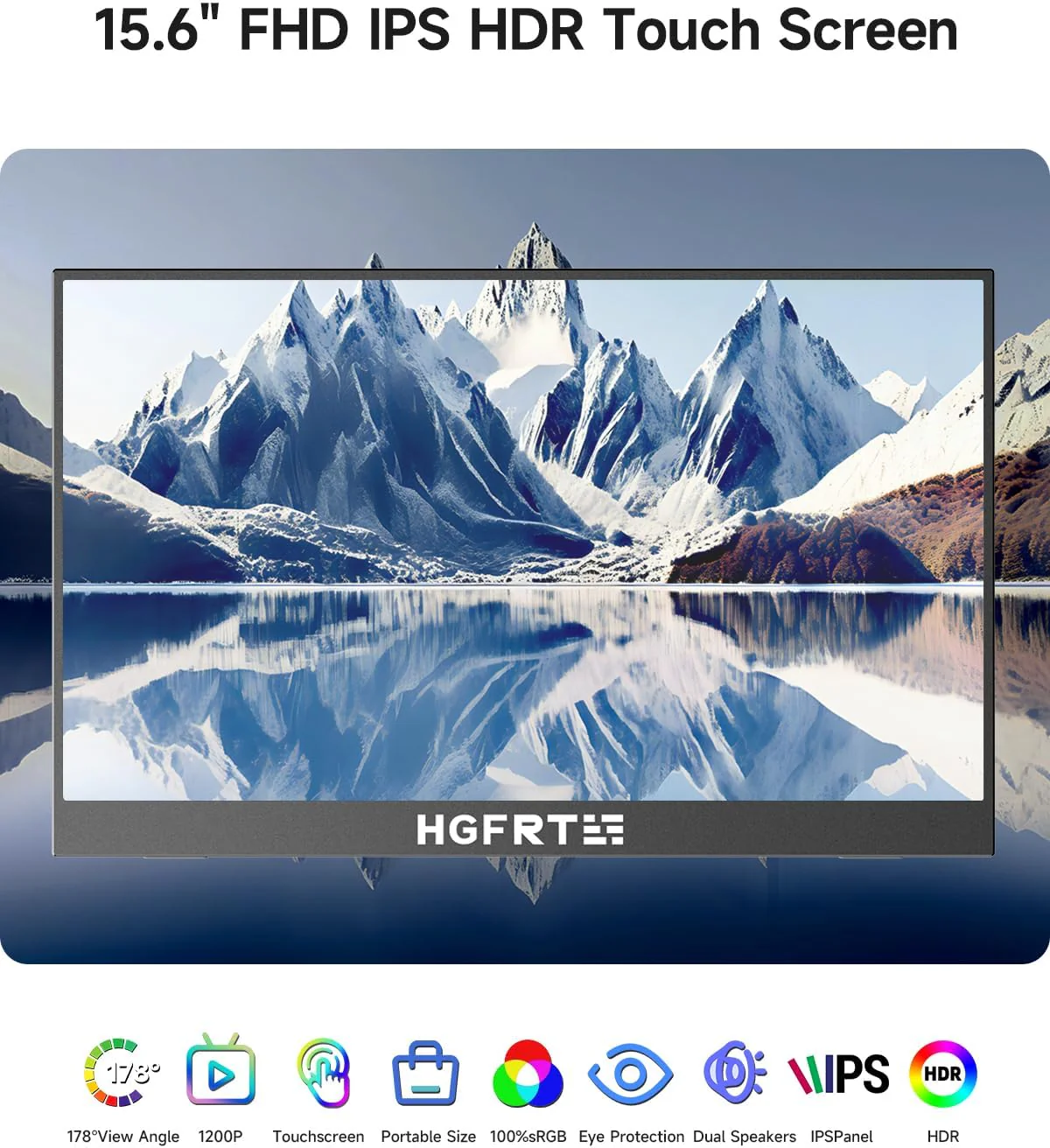 HGFRTEE 15.6 Monitors Inch Portable Monitor Touchscreen 1920x1080P IPS HDR NEW - Image 3