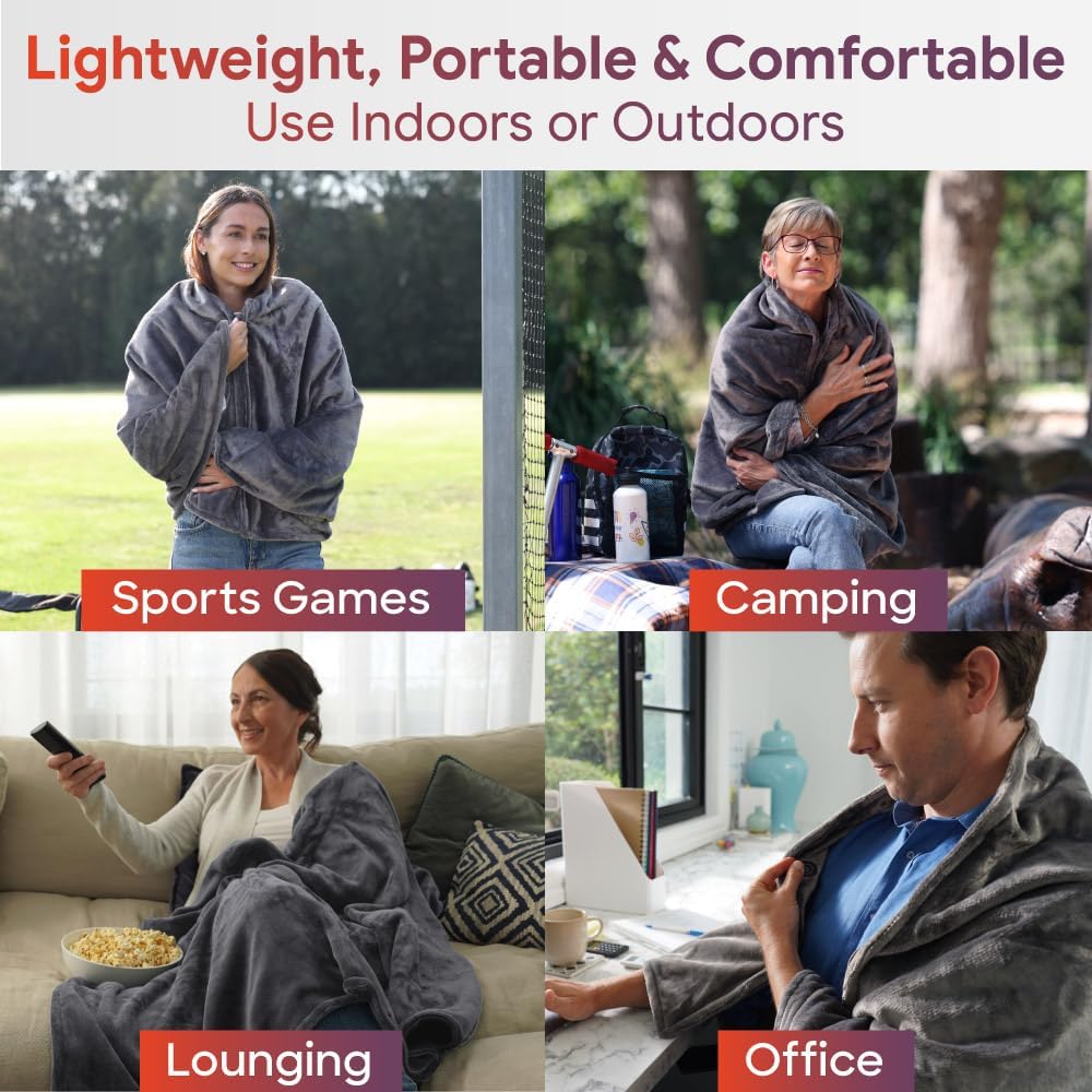 Sash & Blankets Bloom Unisex Oversized Heated Shawl Blanket Charcoal Size DEMO - Image 5