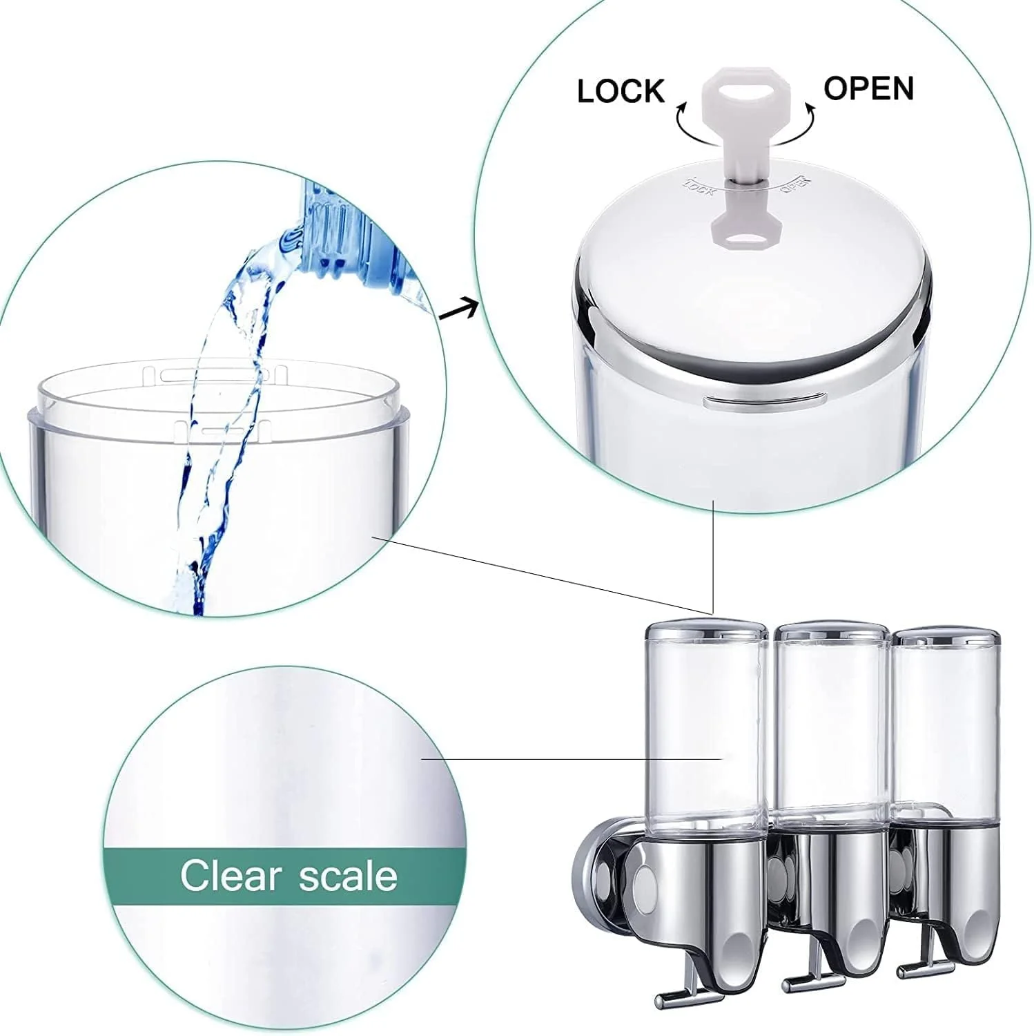 Wall Mounted White Bathroom Lotion & Soap Dispenser Organizer NEW - Image 4