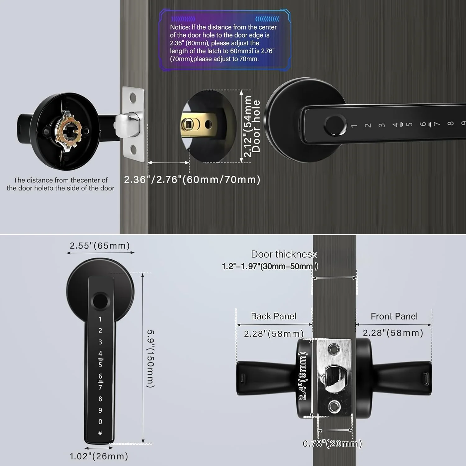 TEKXDD 5-in-1 Combination Padlocks Fingerprint Padlock Biometric Smart DEMO - Image 5