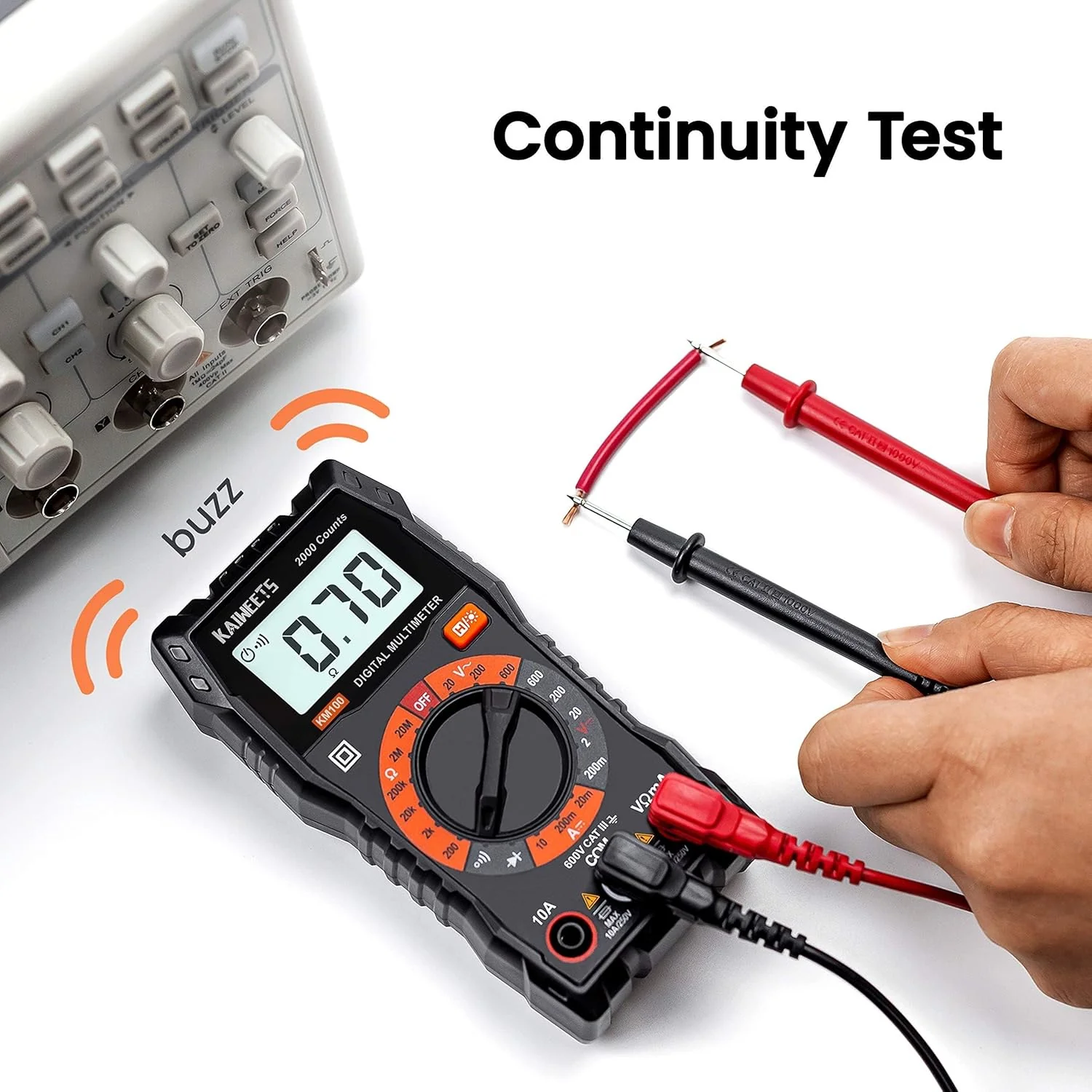 KAIWEETS Digital Multi Testers Multimeter 2000 Counts AC/DC Voltmeter Black NEW - Image 3