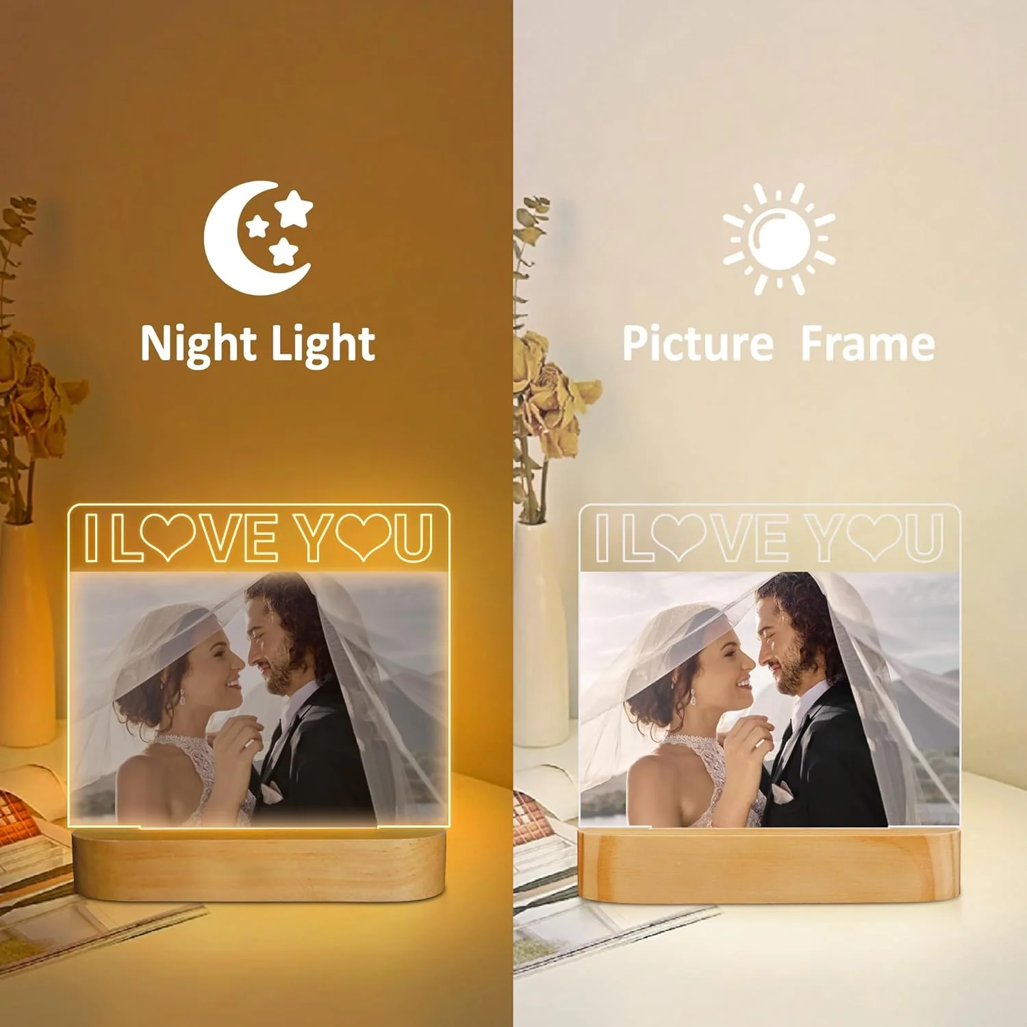 Illuminated Acrylic Photo Picture Frame Display for Home Decor Brown 4x6 NEW - Image 3