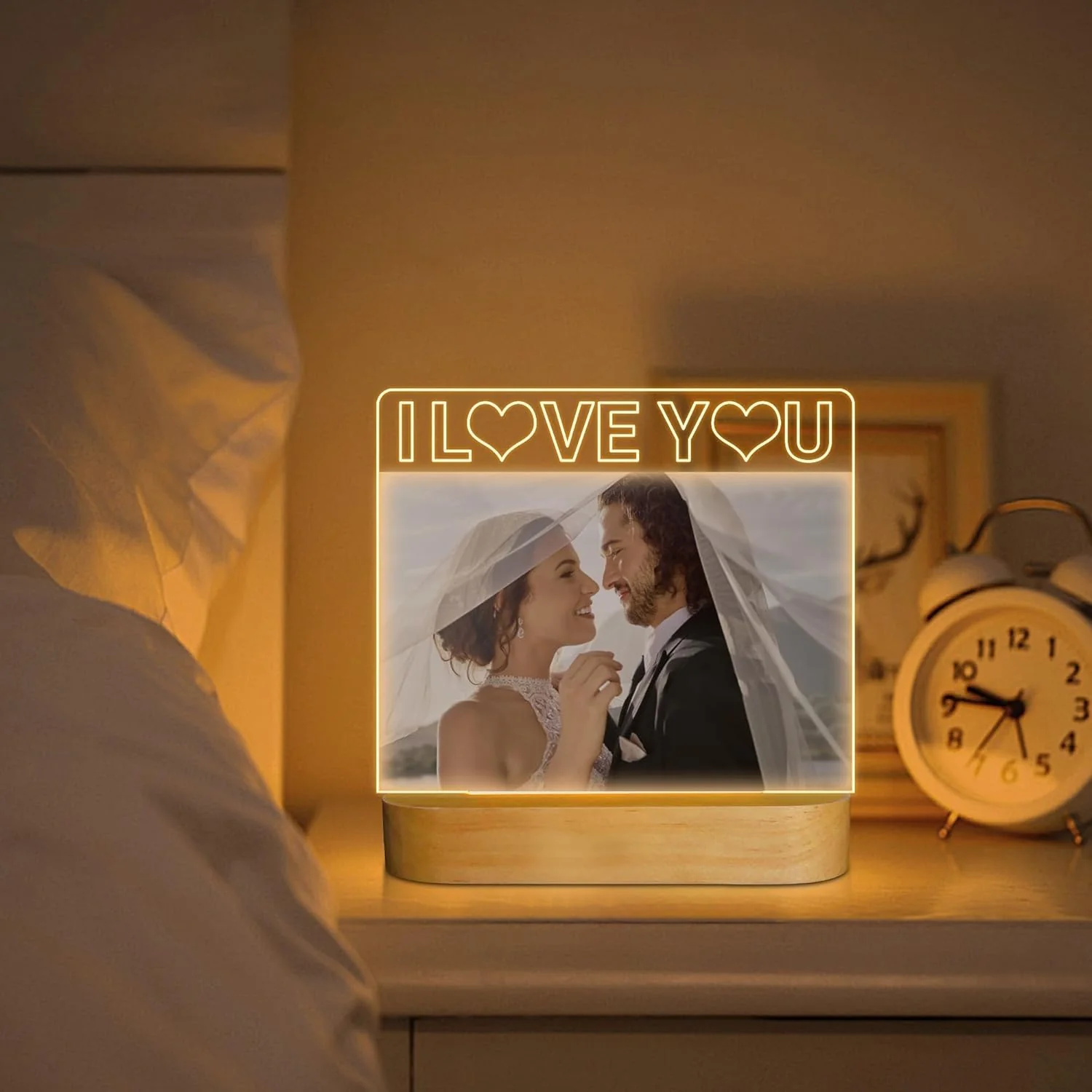 Illuminated Acrylic Photo Picture Frame Display for Home Decor Brown 4x6 NEW - Image 4