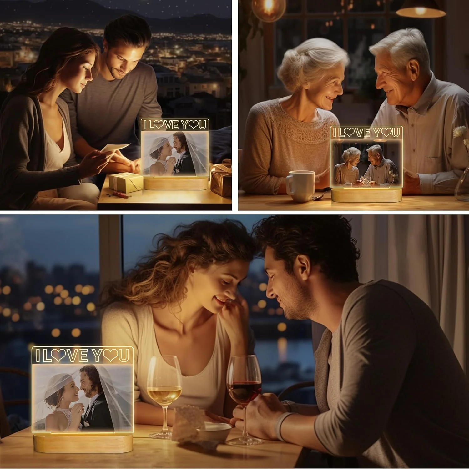 Illuminated Acrylic Photo Picture Frame Display for Home Decor Brown 4x6 NEW - Image 5