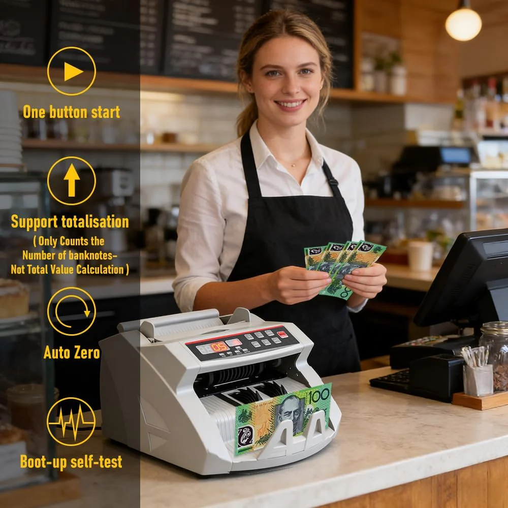 Automatic High-Speed Money Counter Machine with UV Detection, White DEMO - Image 7