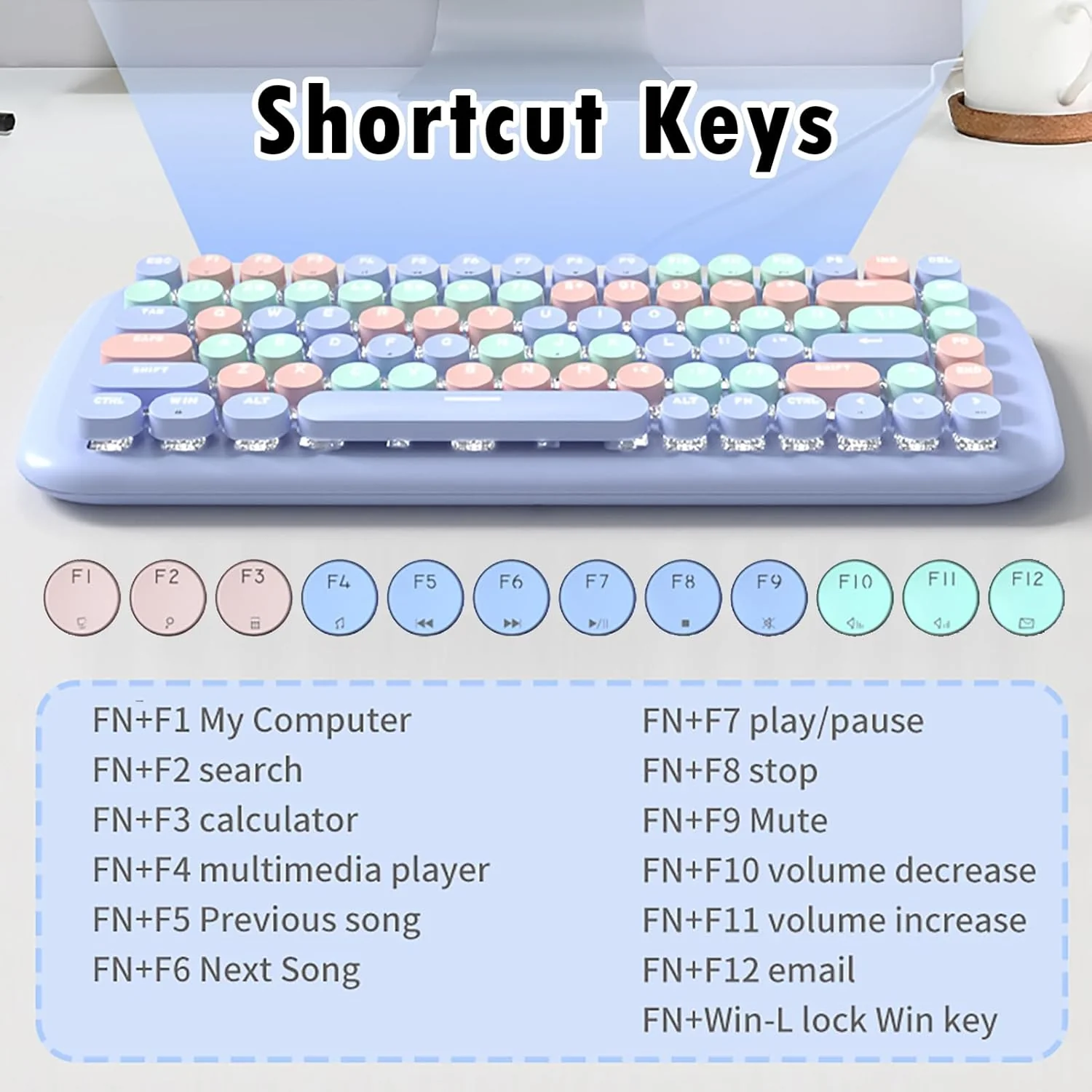 MOFii 84 Keyboards Key Wired Mechanical Keyboard with Colorful Round NEW - Image 5