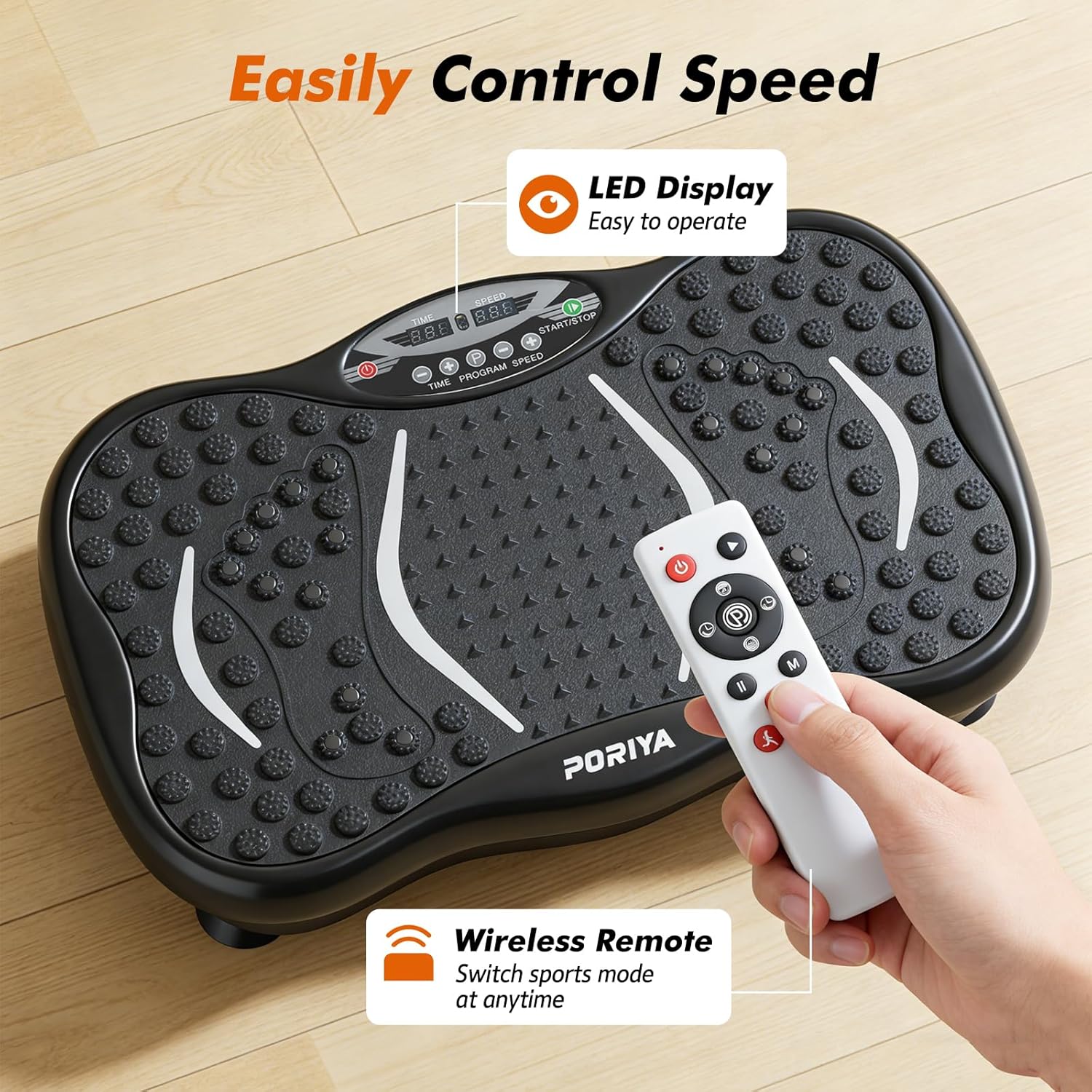 PORIYA Vibration Platform Machine with 99 Speed Levels and Remote Control DEMO - Image 6