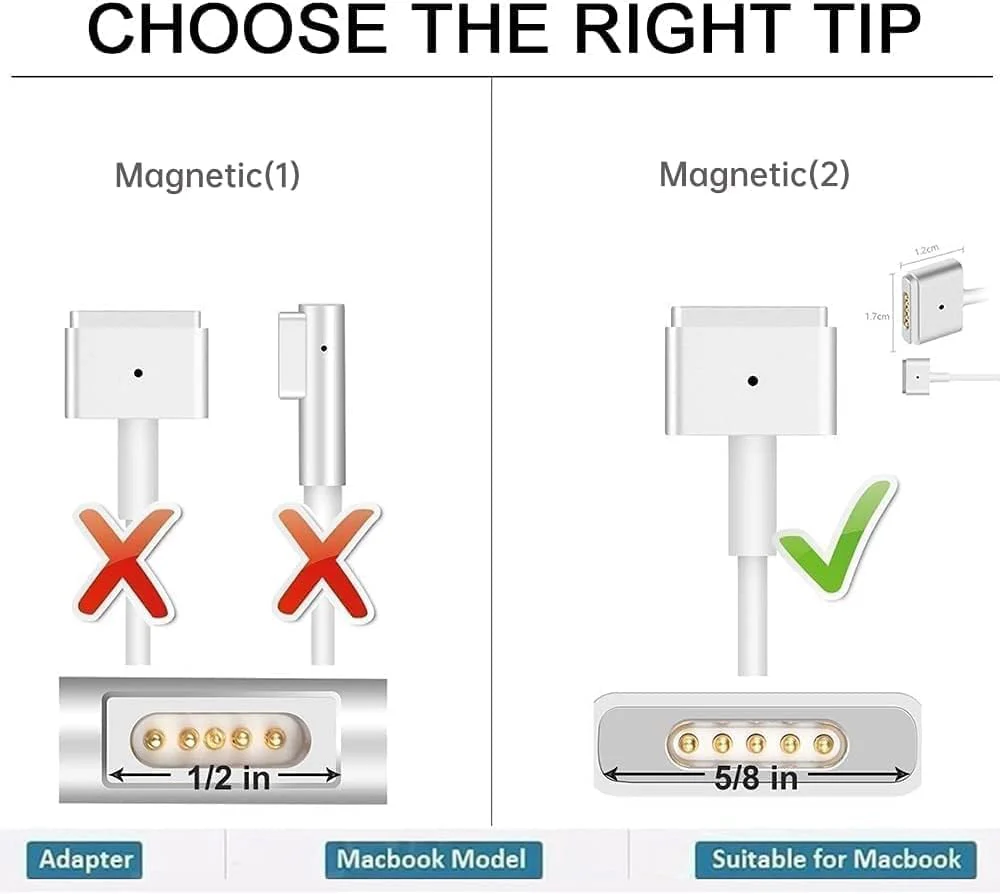 85W Magnetic T-Tip White Laptop Charger for MacBook Pro NEW - Image 2