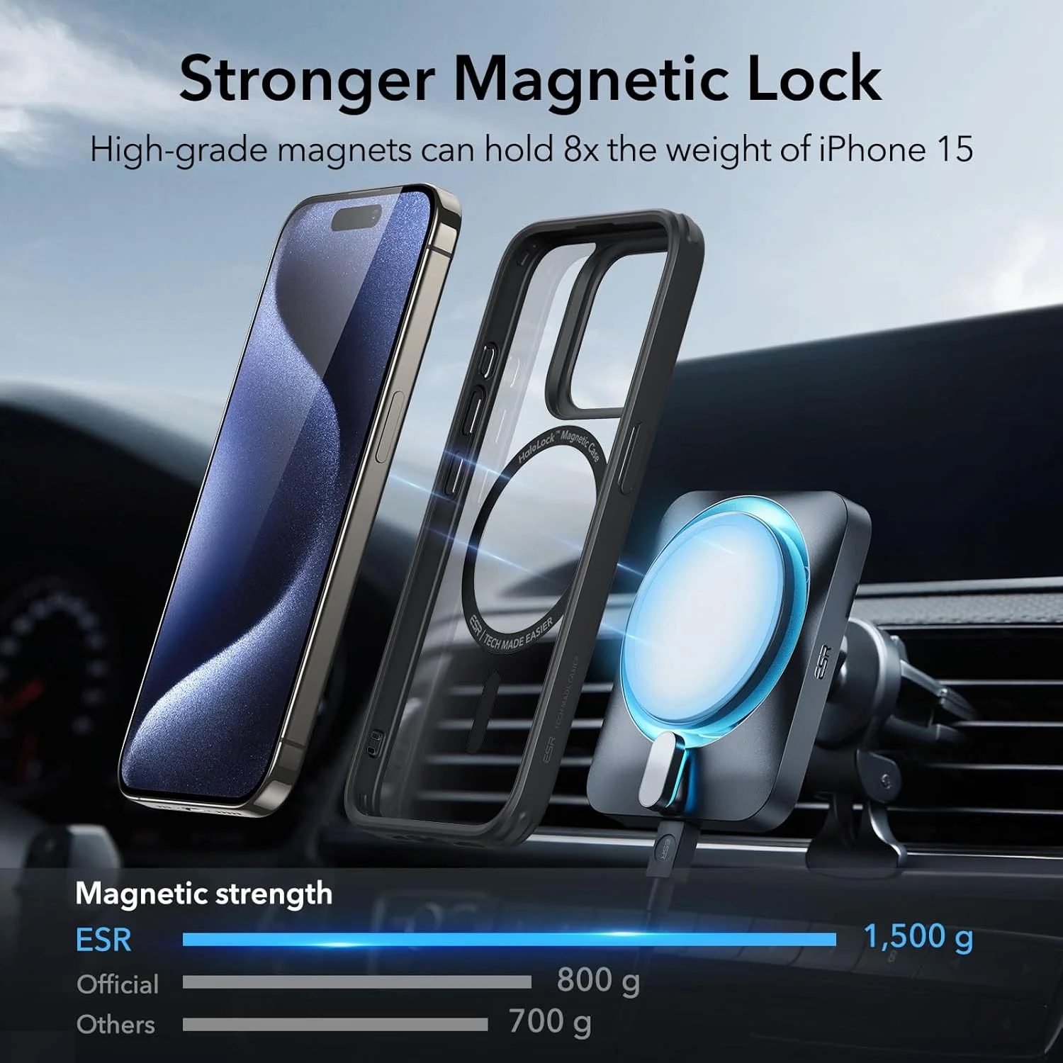 ESR Clear Black Phone Case for iPhone 15 Pro Military-Grade Protection Size NEW - Image 3
