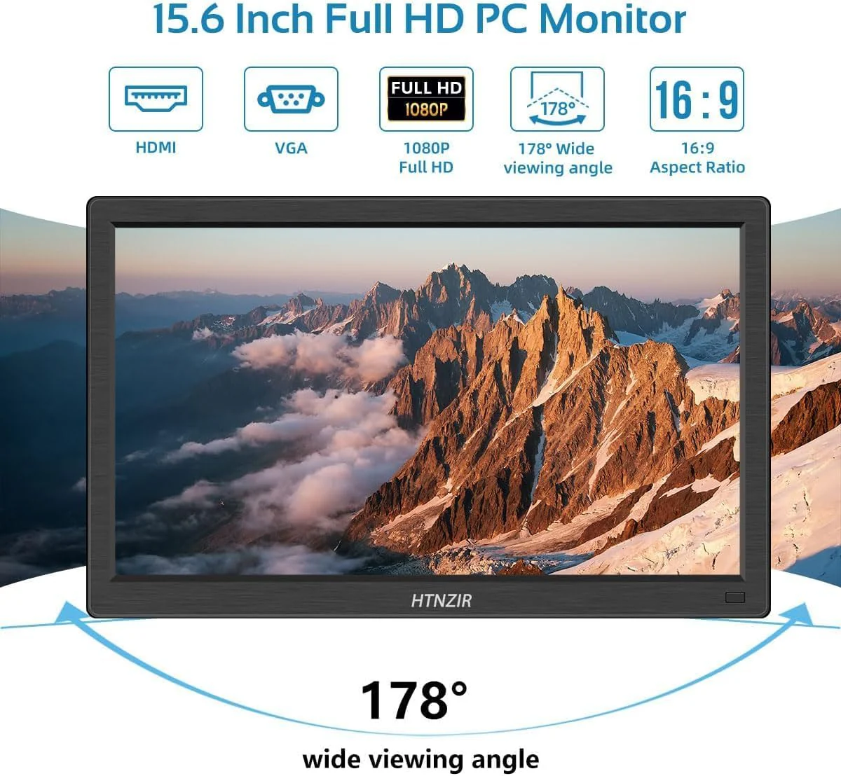 HTNZIR 15.6 Monitors Inch Portable Full HD 1080P Monitor with 99% sRGB for NEW - Image 2