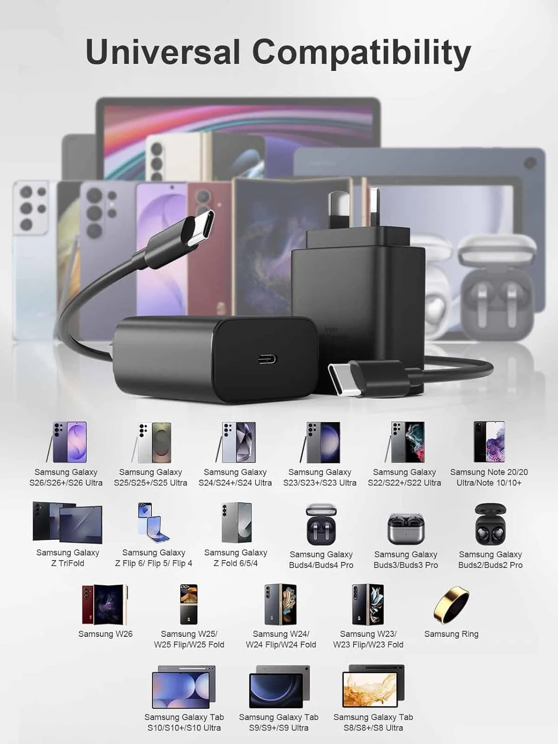 Super Fast Mains Chargers USB-C Charger for Samsung Galaxy - Black 2M/6.6Ft NEW - Image 7