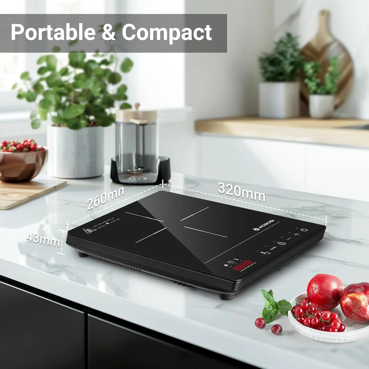 AAOBOSI 2000W Portable Induction Cooktop Single Burner Electric Cooker DEMO - Image 8