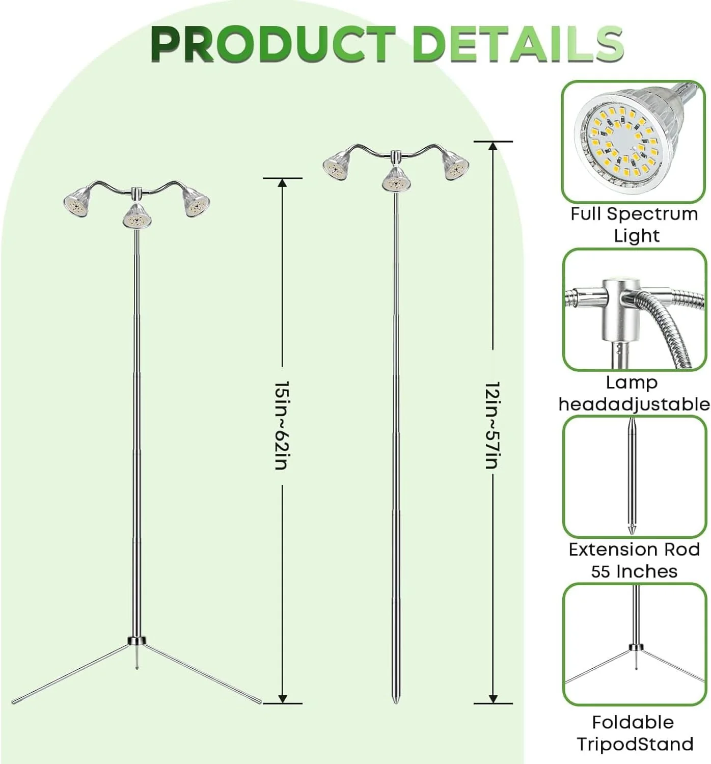 Adjustable Full Growing Lamps Spectrum LED Grow Light for Indoor Plants - DEMO - Image 4