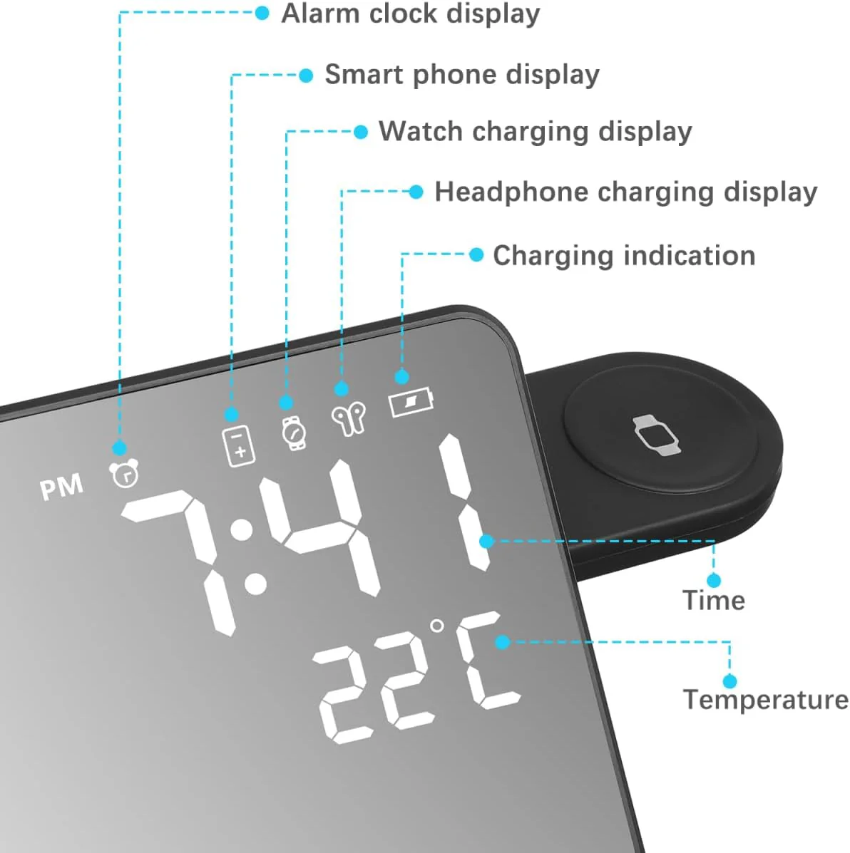 4-in-1 Wireless Charging Station with LED Lights for Qi Induction Chargers NEW - Image 2
