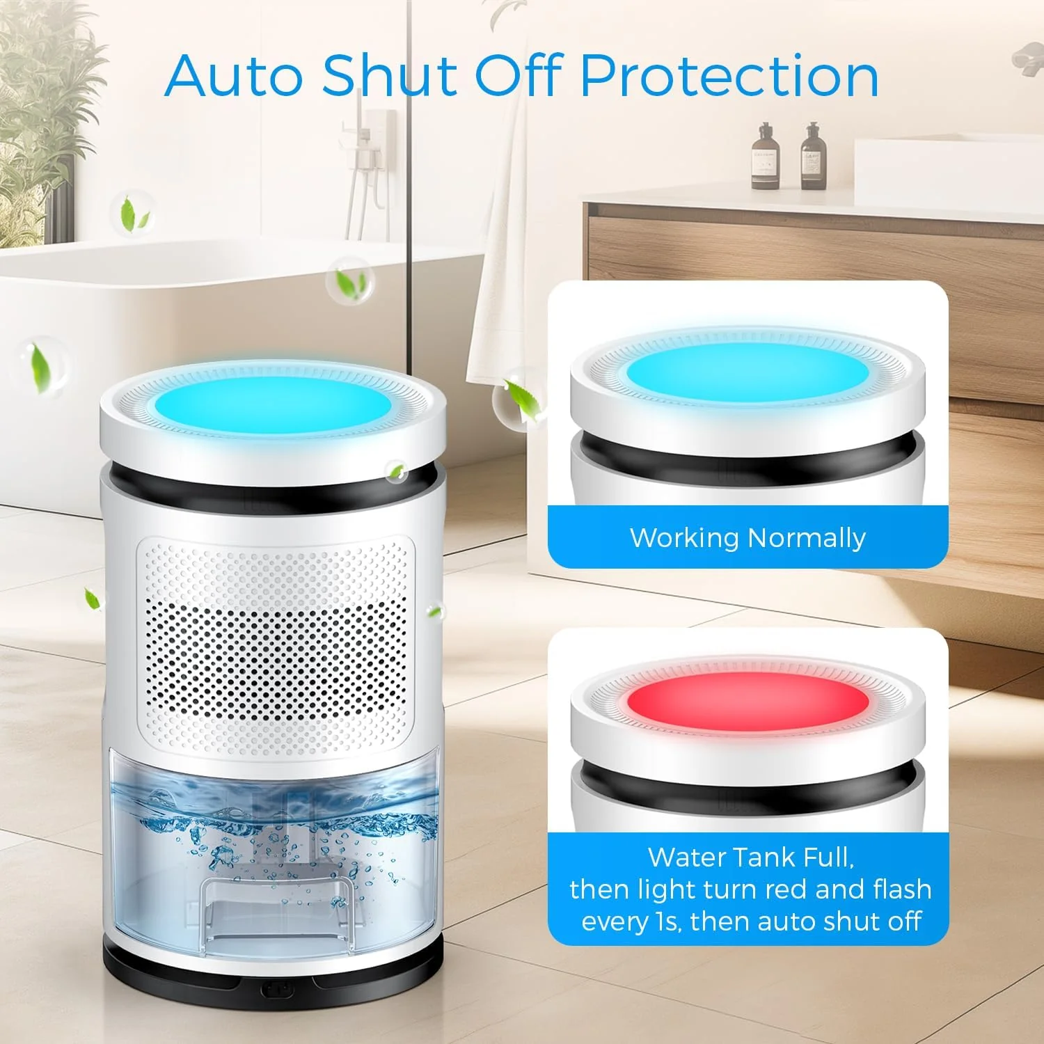 Quiet 2500ml Dehumidifier for Home Spaces up to 65㎡, Portable White Size NEW - Image 4