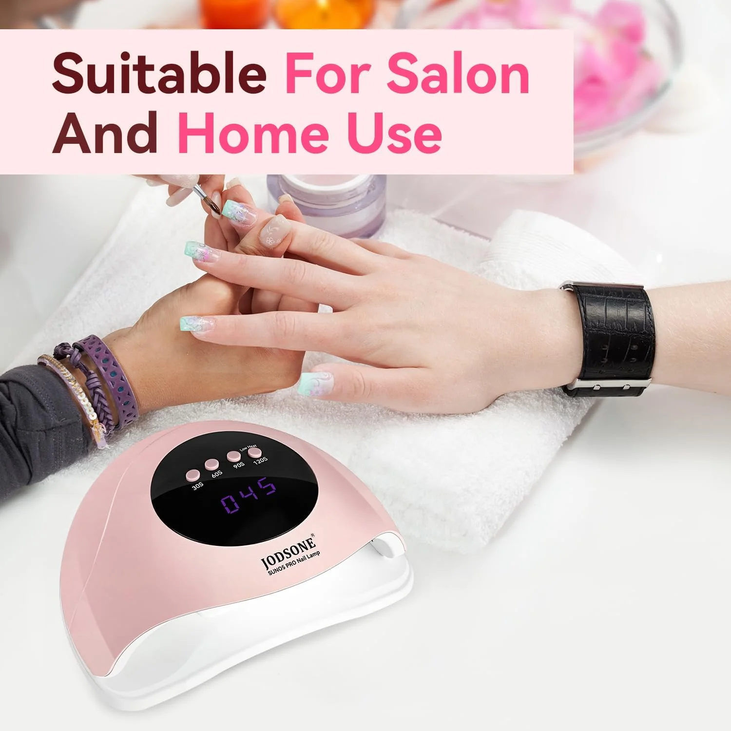 JODSONE UV LED Nail Lamp with 4 Timer Settings, Auto Sensor, Pink Curing NEW - Image 8