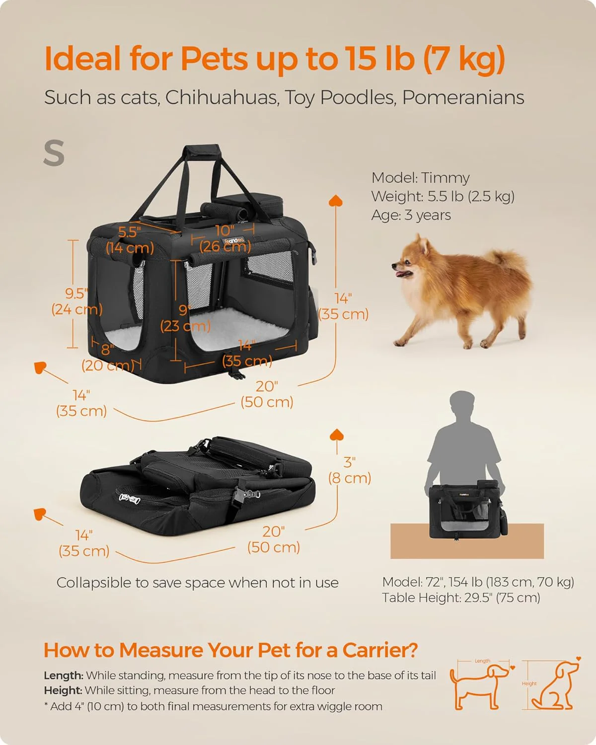 Feandrea Collapsible Pet Carrier Soft Dog Crate Oxford Fabric PVC Coating XL NEW - Image 4
