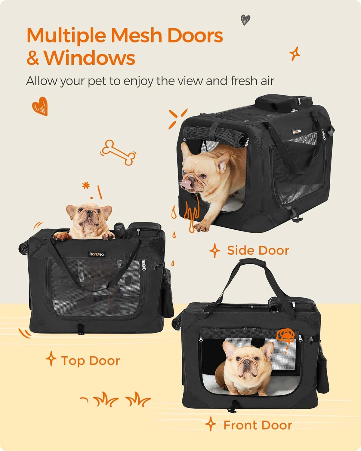 Feandrea Collapsible Pet Carrier Soft Dog Crate Oxford Fabric PVC Coating XL NEW - Image 9