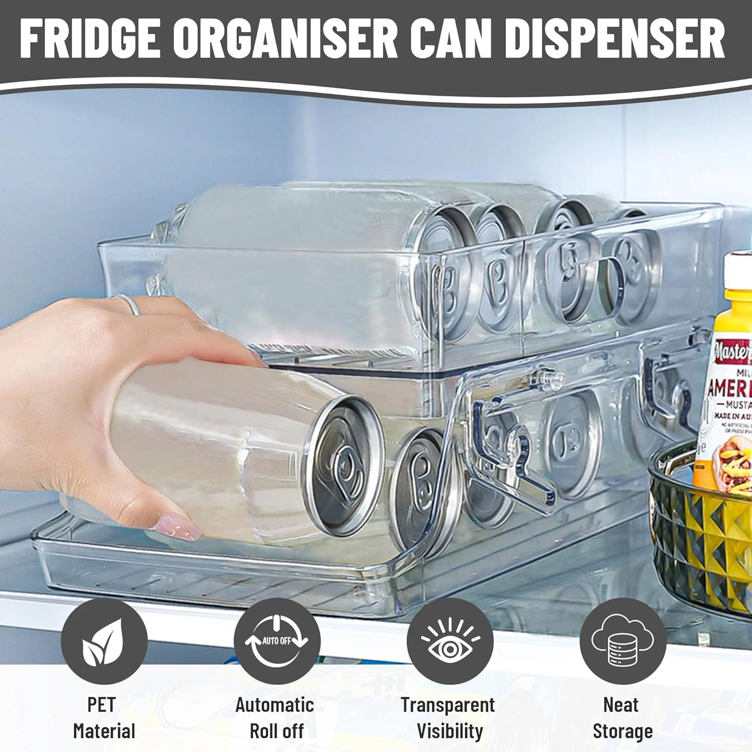 2-Tier Fridge Organizer Clear Plastic Kitchen Storage Accessories Size NEW - Image 8