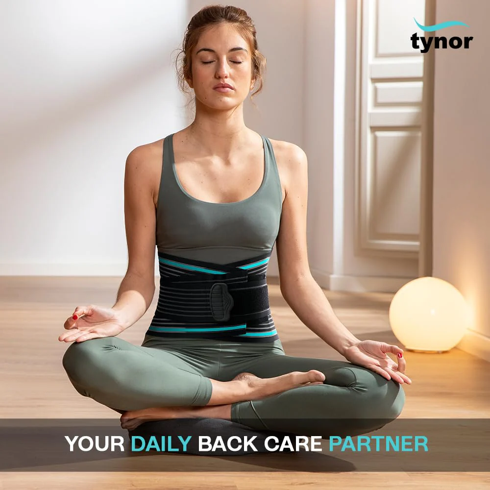 TYNOR Adjustable Lumbar Support Belt Breathable Lower Back Brace Black Sz M NEW - Image 6